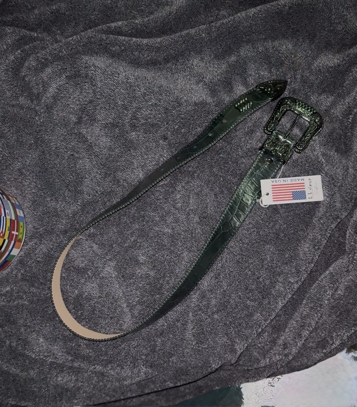 B.B. Simon Dark green Alligator skin BB Belt Size 34 - 5 Thumbnail