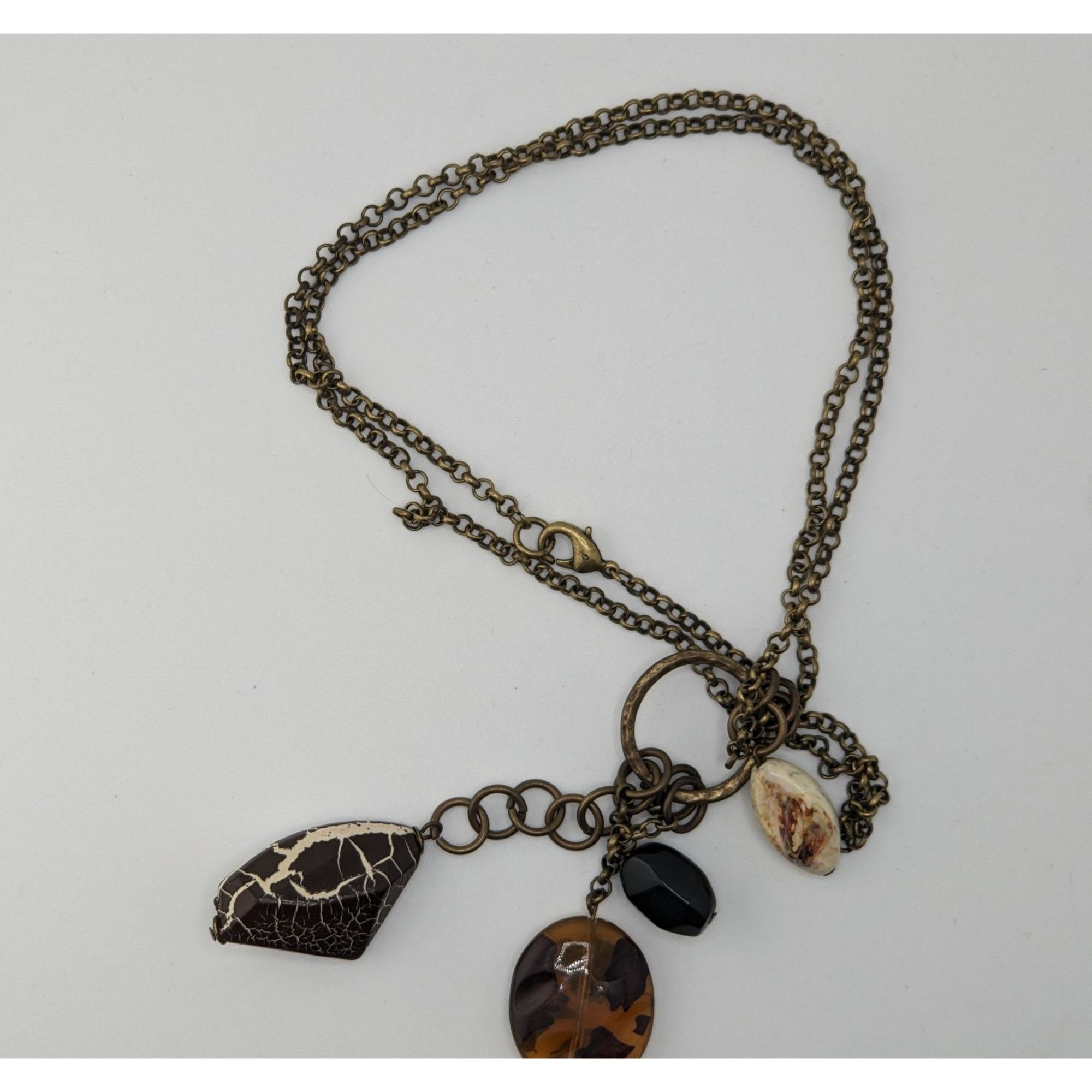 Other Retro Bohemian Pendant Necklace With Faux Gemstone Charms Size ONE SIZE - 4 Thumbnail