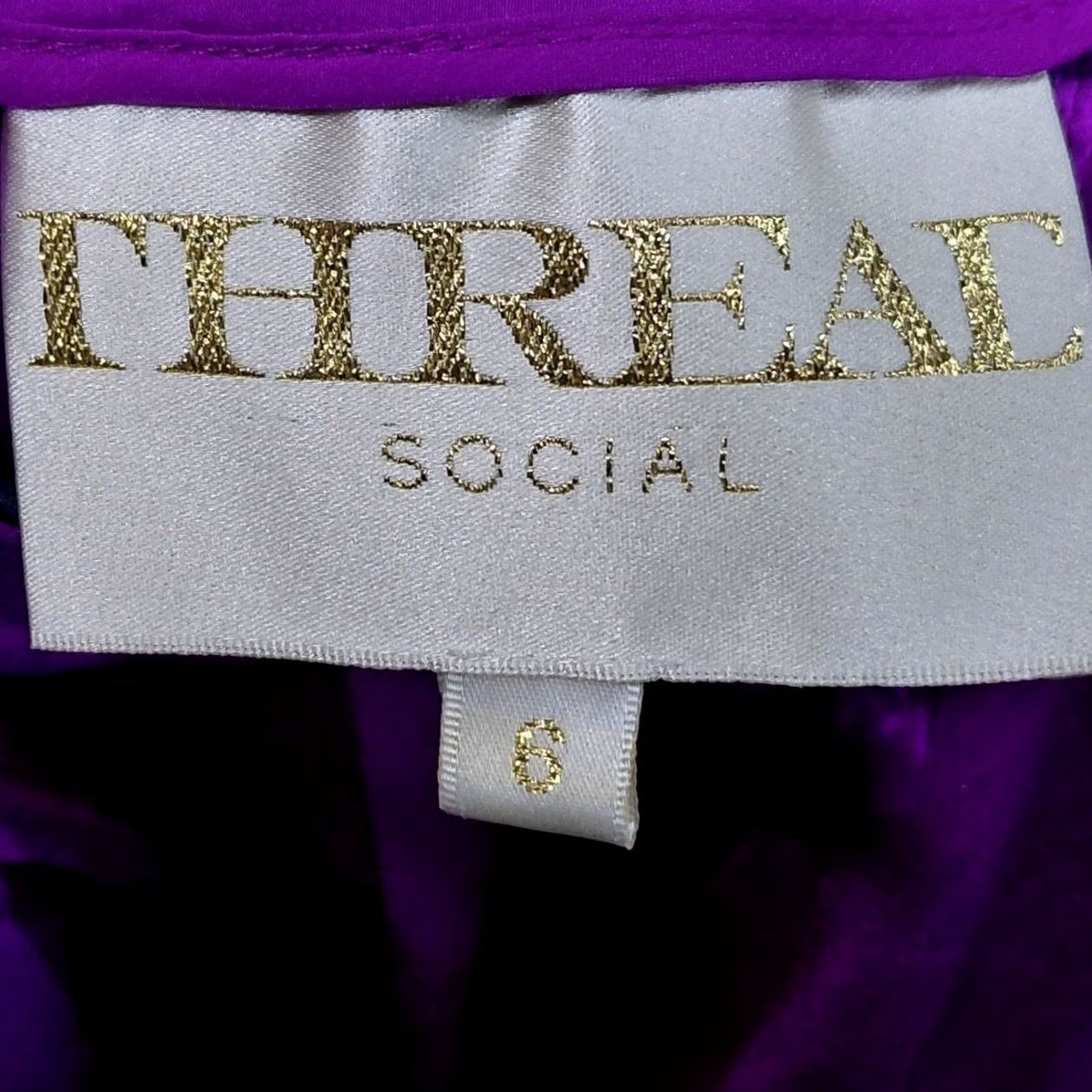 Vintage THREAL SOCIAL Purple One Shoulder Dress Solid Sleeveless Short Women Size 6 Size 28" / US 6 / IT 42 - 3 Thumbnail
