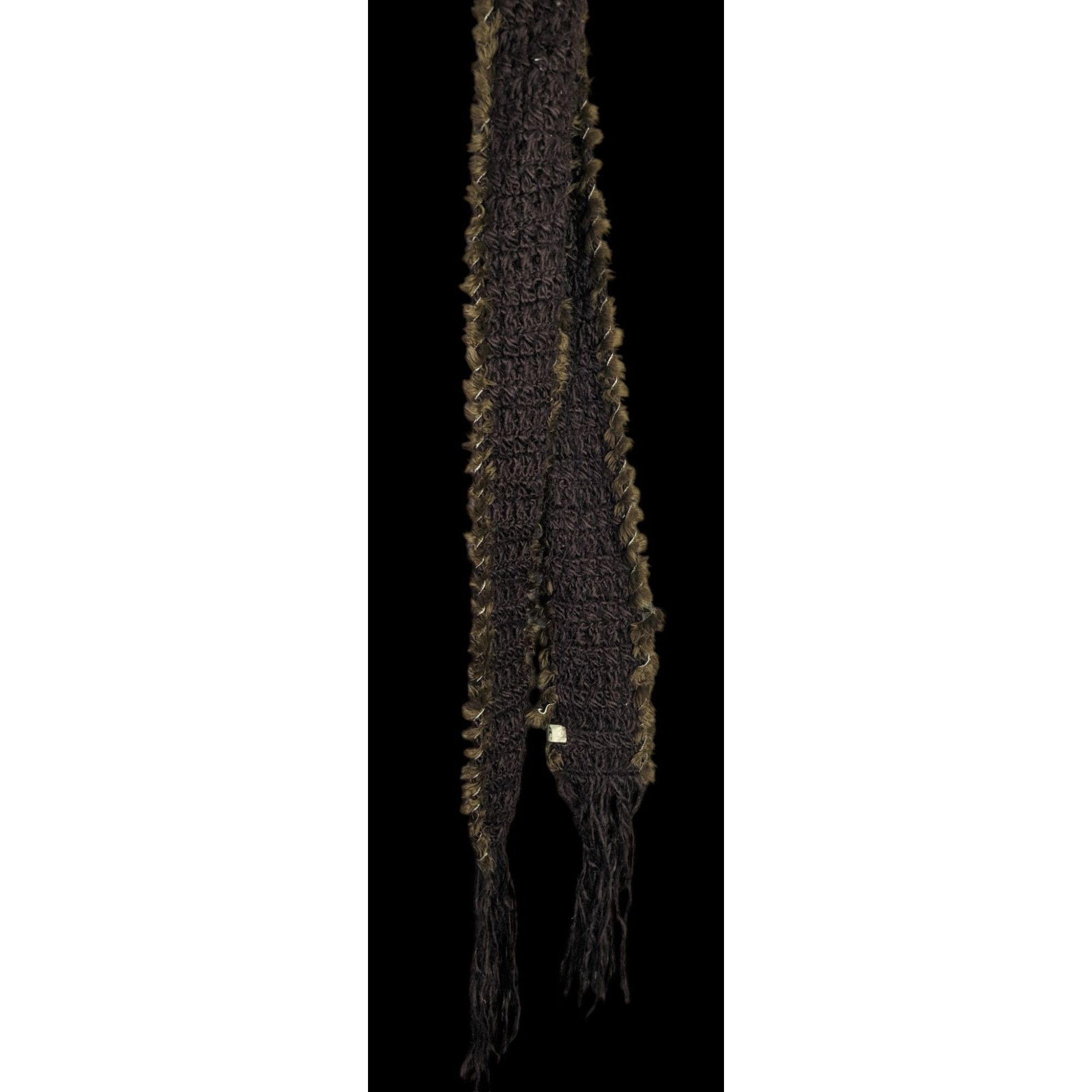 O'Neill Sporty O'Neill Brown Knit Scarf With Fringe & Faux Fur Trim Size ONE SIZE - 3 Thumbnail