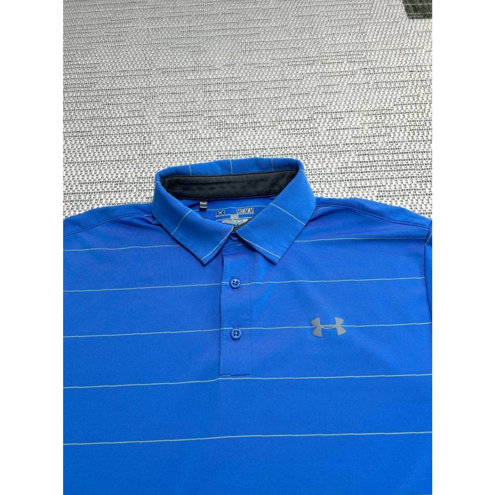 Under Armour Under Armour Playoff Polo Shirt Mens M Blue Striped Golf Short Sleeve Loose Fit Heatgear Polo Size US M / EU 48-50 / 2 - 3 Thumbnail