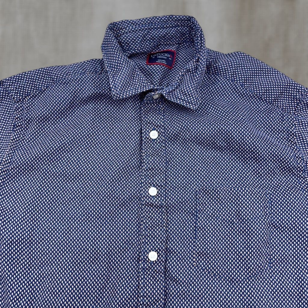 UNTUCKit UNTUCKit Shirt Men Medium Blue Spotted Button Up Linen Casual Solid Modern Preppy Polka Dot Button-Up Shirt Mens Size US M / EU 48-50 / 2 - 1 Thumbnail
