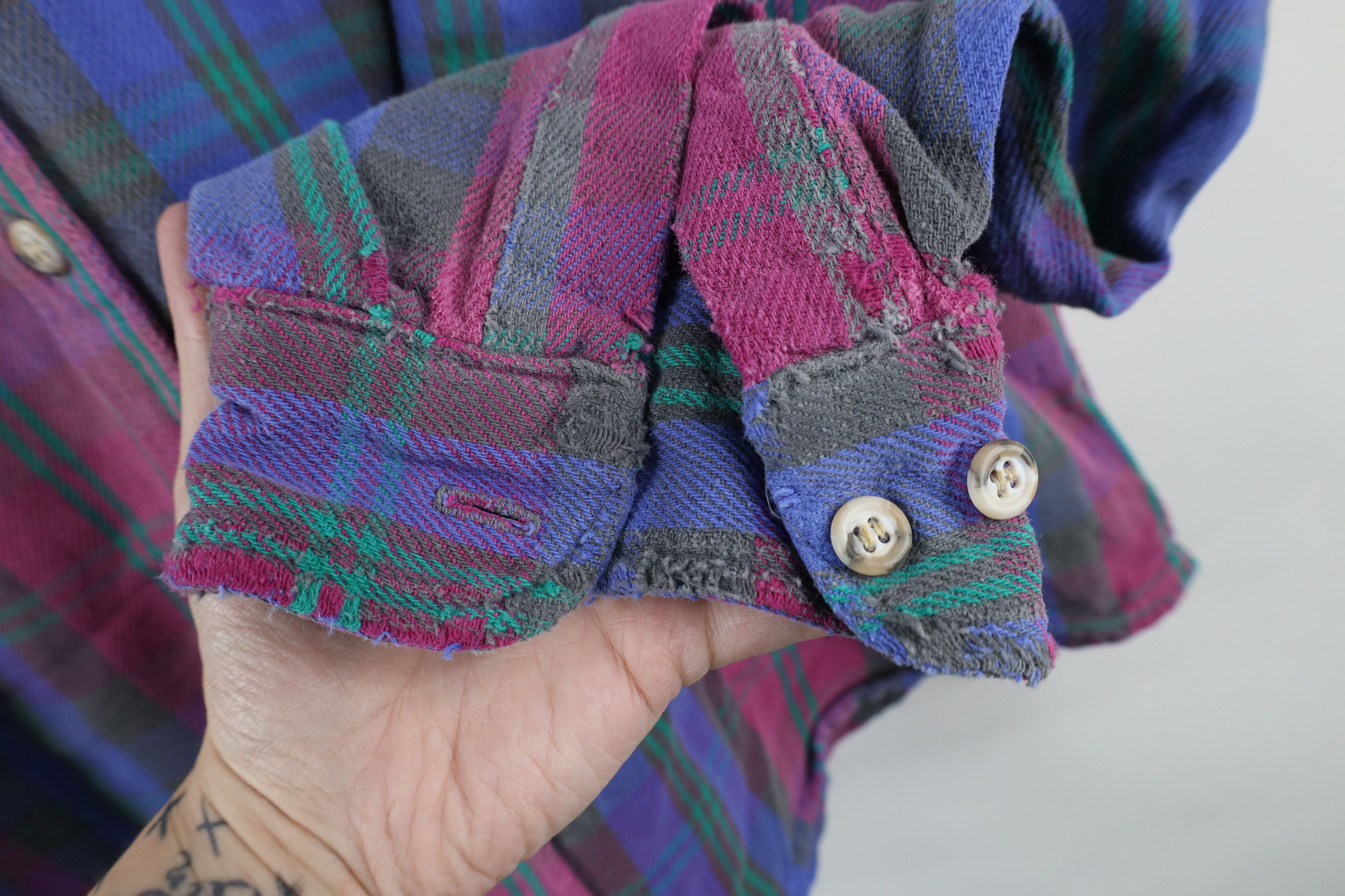 Vintage Vintage 70s Streetwear Flannel Button Shirt Plaid USA Size US XL / EU 56 / 4 - 5 Thumbnail