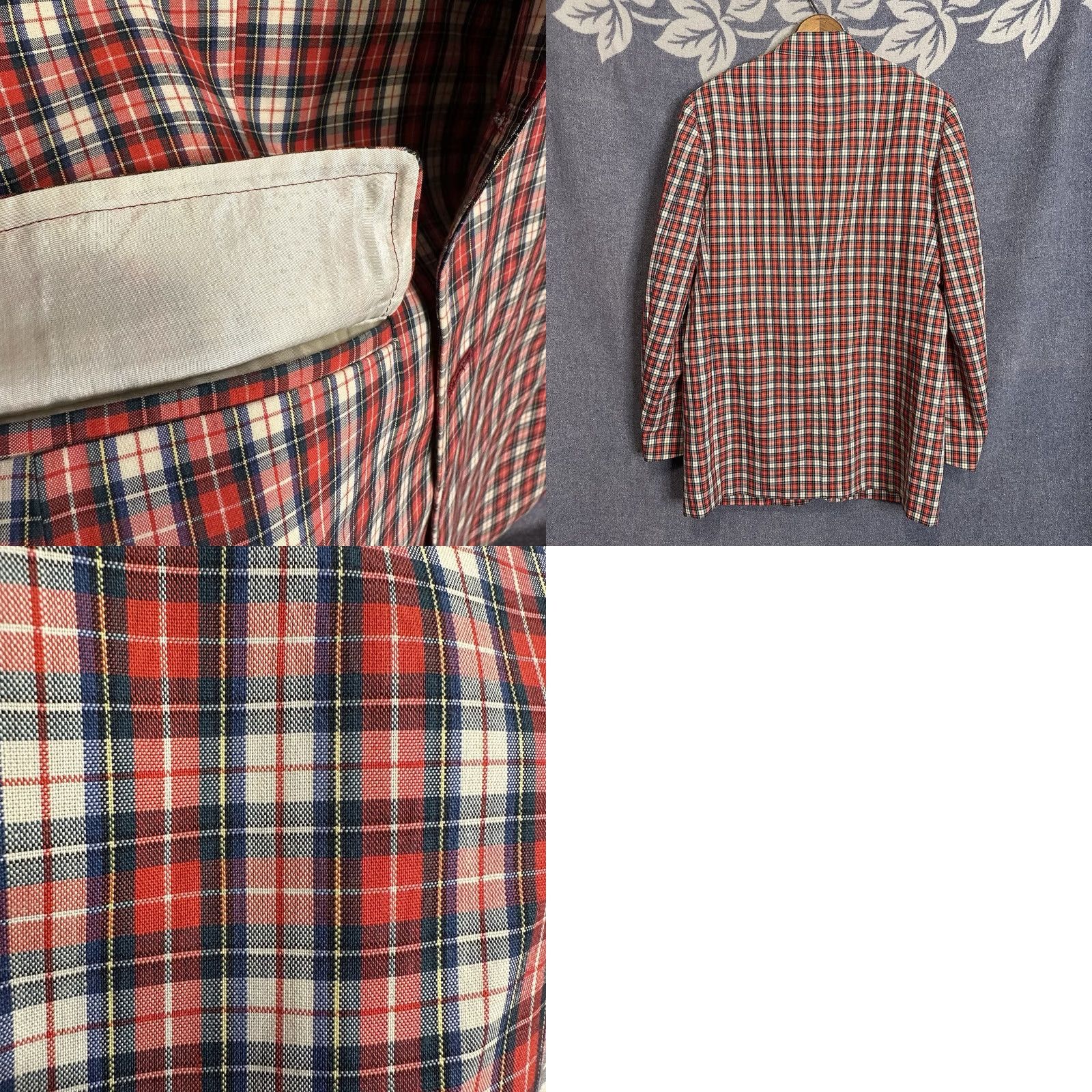 Vintage VINTAGE Kingsridge Sport Coat Red Jacket Blazer L/XL Button Up Plaid Mens Suit Size 42R - 8 Thumbnail