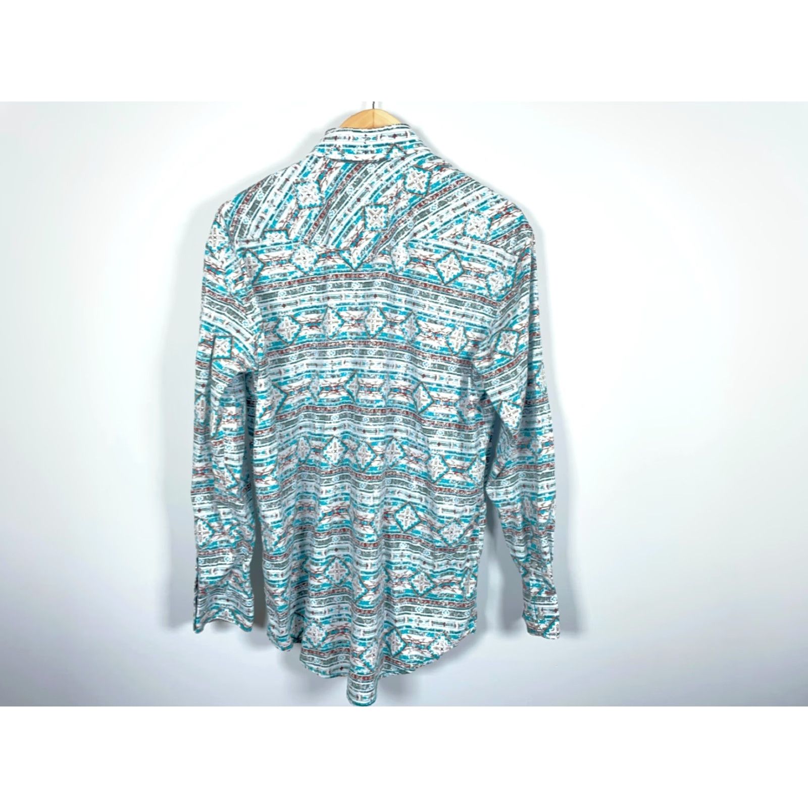Vintage VINTAGE Panhandle Slim Rough Stock Shirt Mens Large Blue Sawtooth Pocket Casual 1990s Western Mens Size US L / EU 52-54 / 3 - 2 Thumbnail