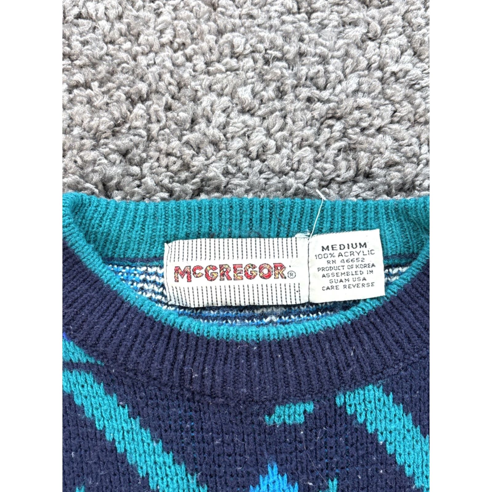 McGregor VINTAGE McGregor Sweater Mens M Crew Neck Pullover 90s Blue Aztec Cosby Silk? Acrylic Knit Size US M / EU 48-50 / 2 - 4 Thumbnail