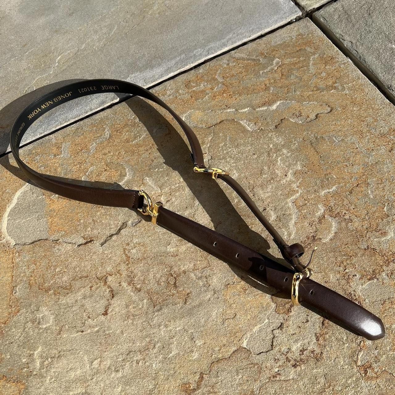 Jones New York Y2K Dark Brown Leather and Gold Sectional Belt Size ONE SIZE - 1 Thumbnail