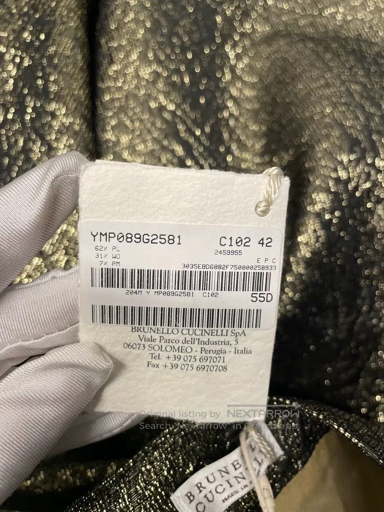Brunello Cucinelli Brunello Cucinelli Military Green Gold Metallic Polyester Size 27" / US 4 / IT 40 - 5 Thumbnail