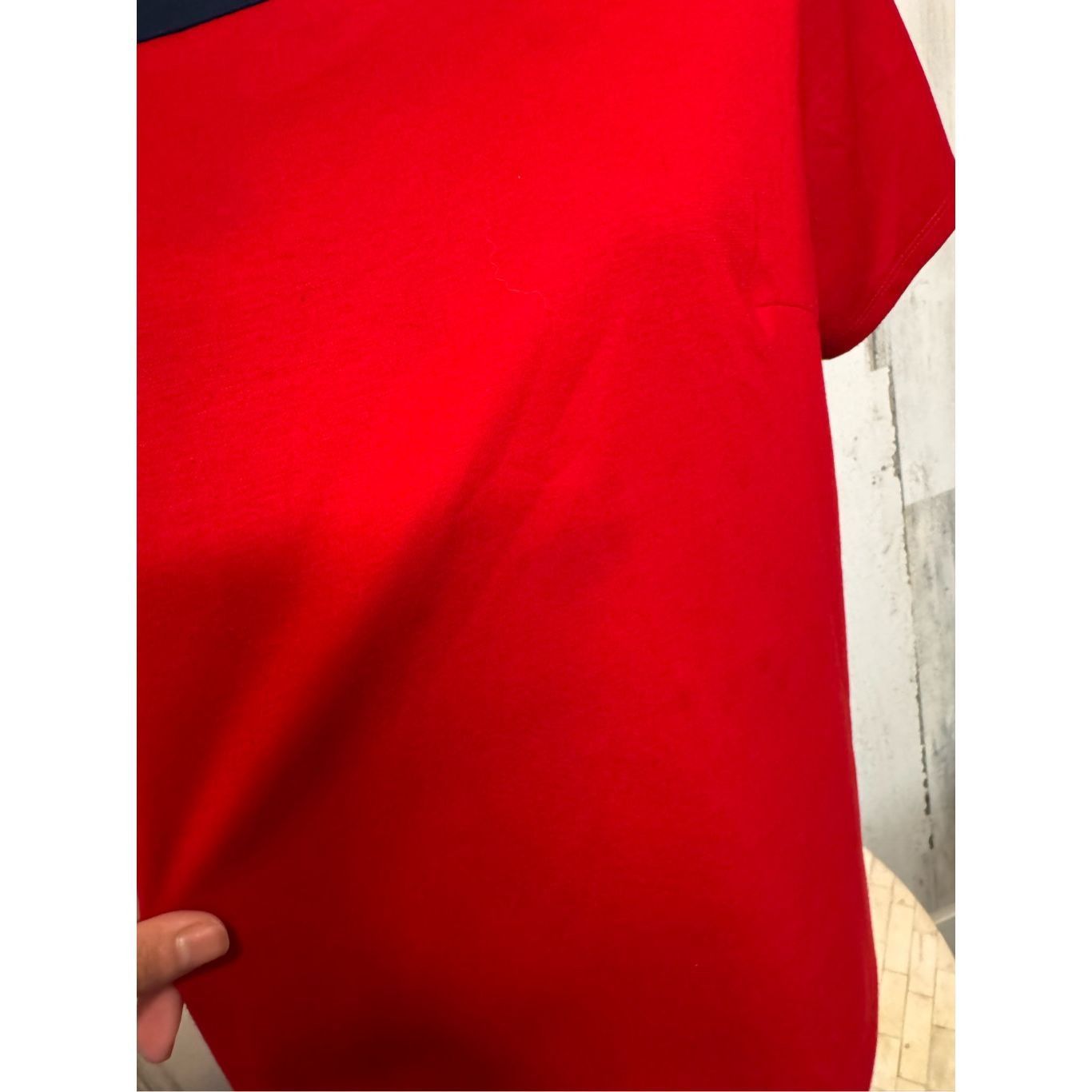 LIZ LISA Liz Claiborne Red Top with Navy Trim – Size L Size L / US 10 / IT 46 - 4 Thumbnail