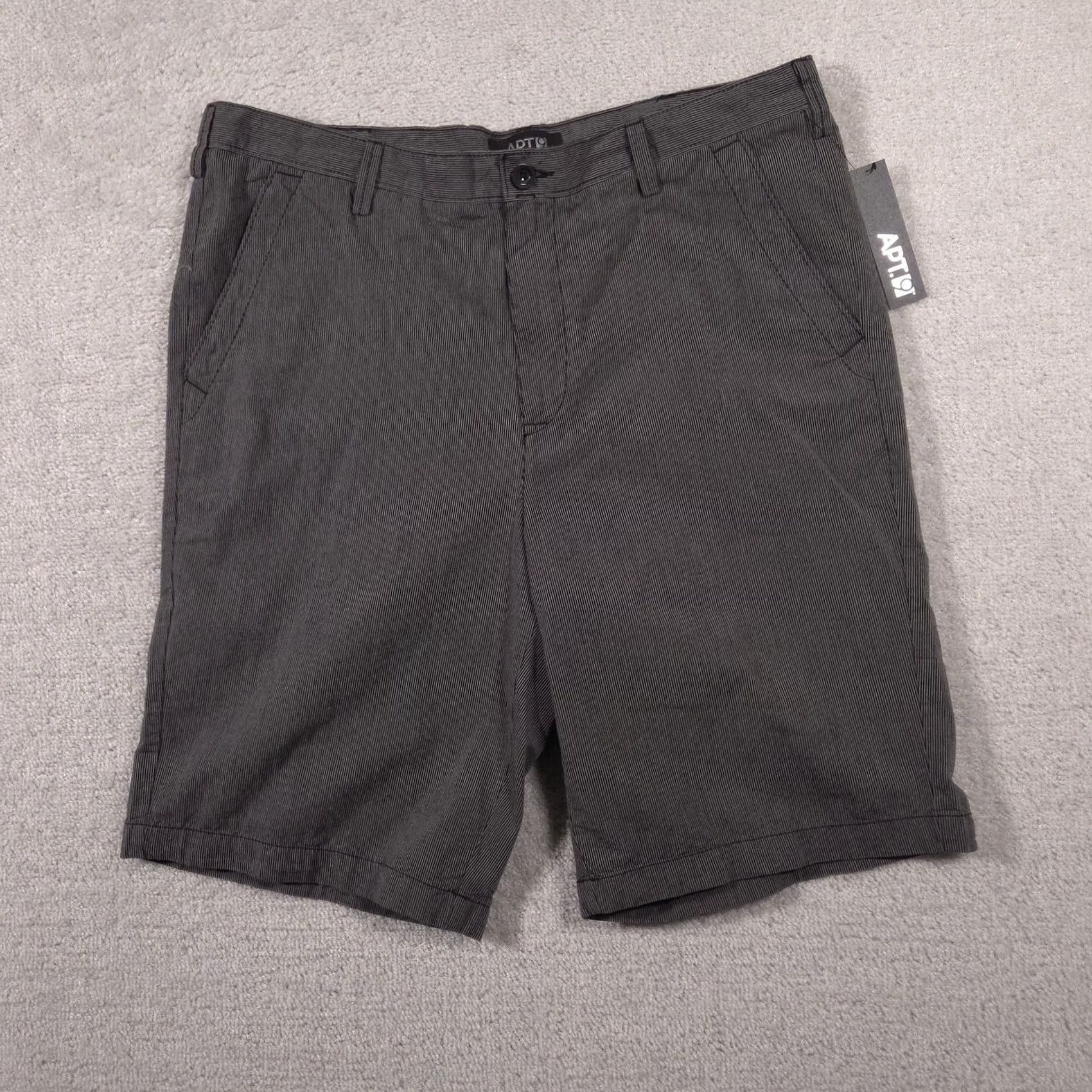 Apt. 9 APT 9 Shorts Mens 38 Gray Pinstripe Flat Front Chino Casual Black Gray Pocketed Inseam 10in Short Mens Size US 38 / EU 54 - 3 Thumbnail