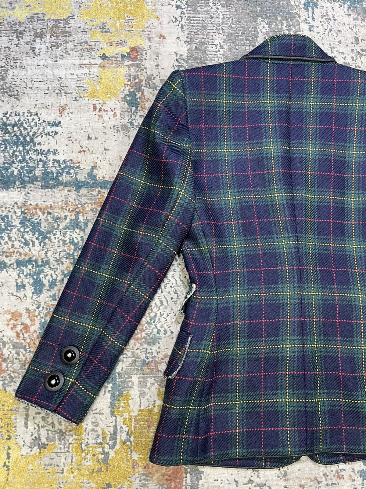 Yves Saint Laurent Yvest Saint Laurent Multicolor Plaid Blazer Jacket Size XXS / US 00 / IT 34 - 7 Thumbnail