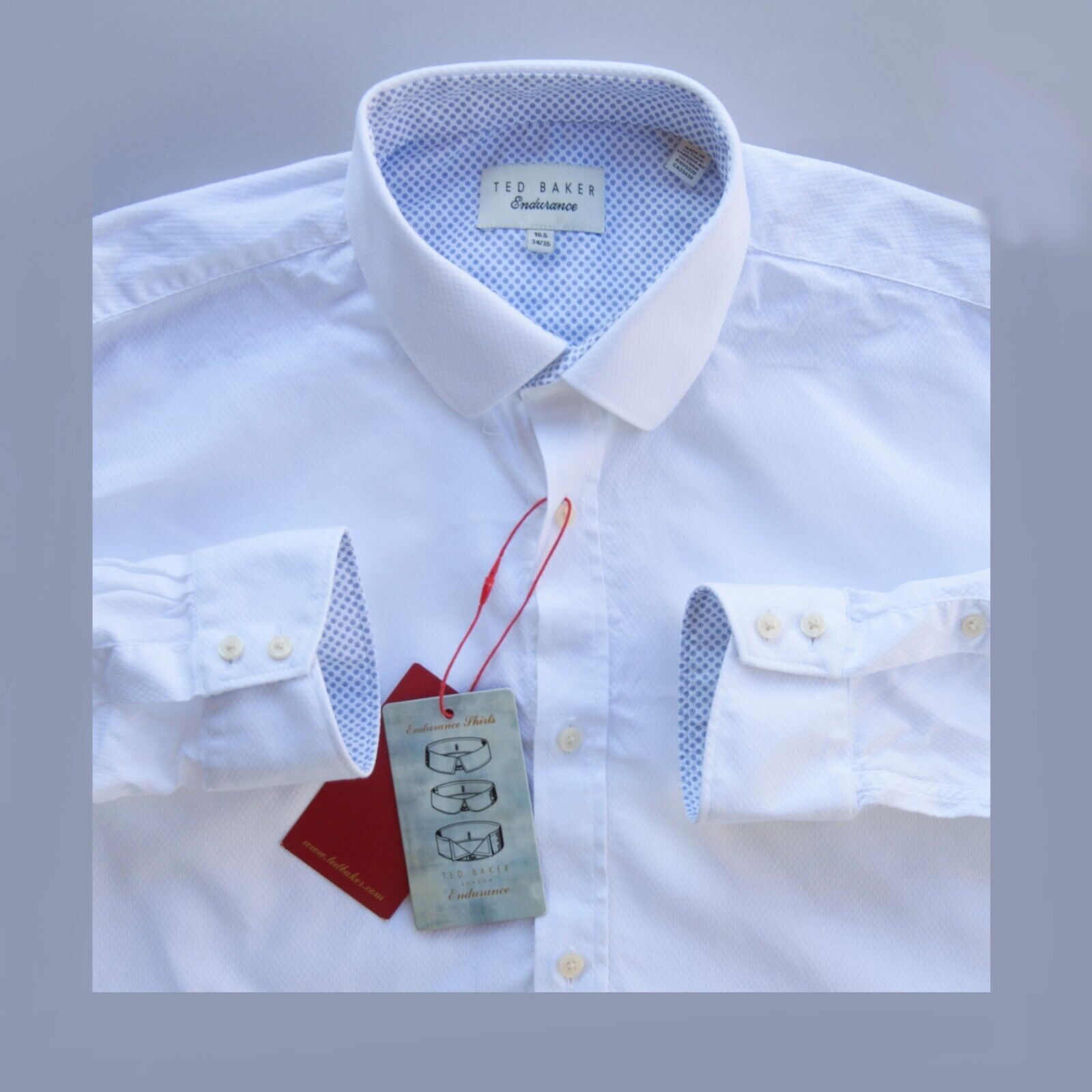 Ted Baker Ted Baker Etrigan Cotton Endurance Dress Shirt 34/35 White Size US L / EU 52-54 / 3 - 1 Thumbnail