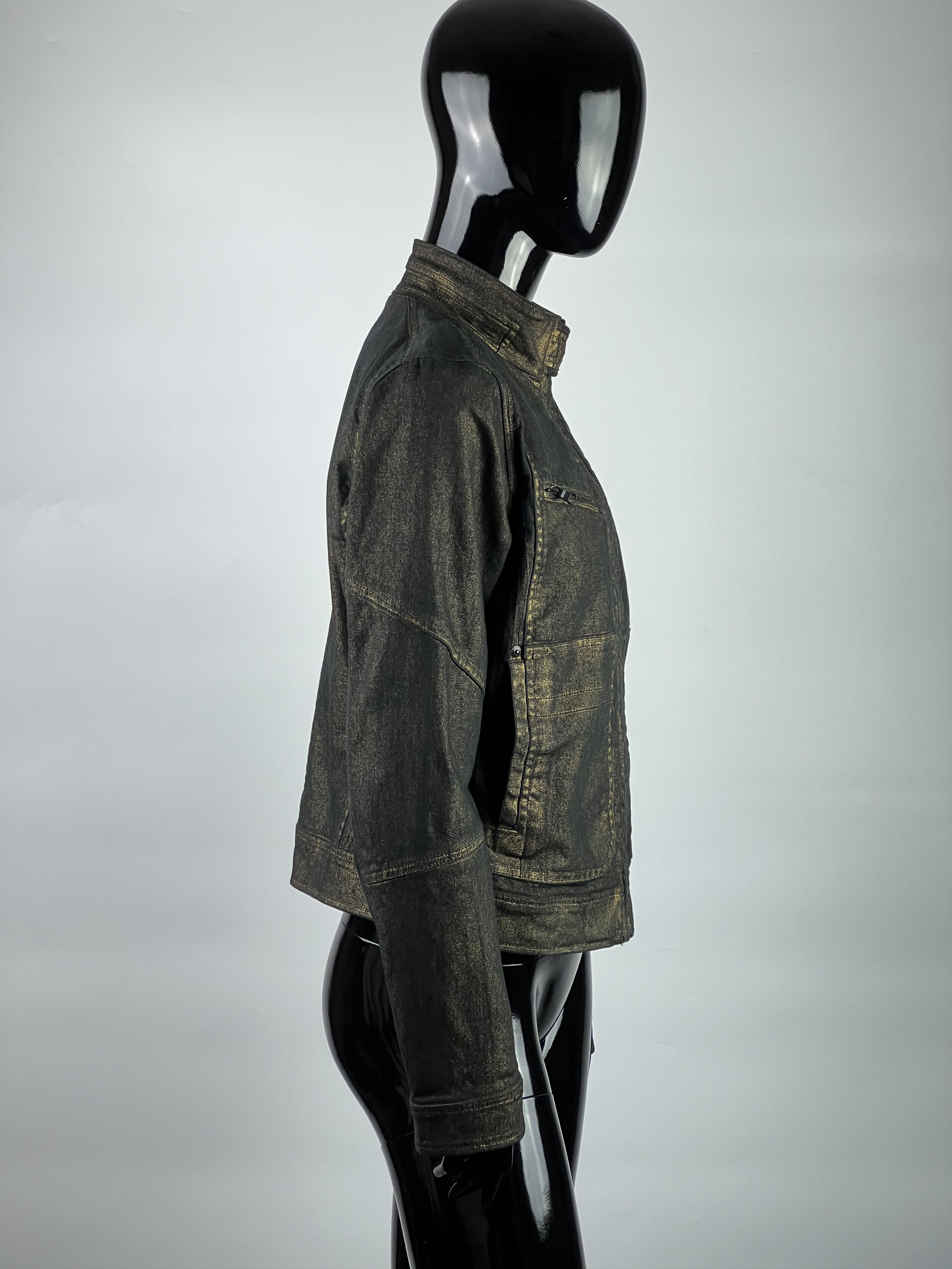 Ralph Lauren Ralph Lauren Women's Black Gold Denim Biker Jacket Size M Size M / US 6-8 / IT 42-44 - 2 Thumbnail