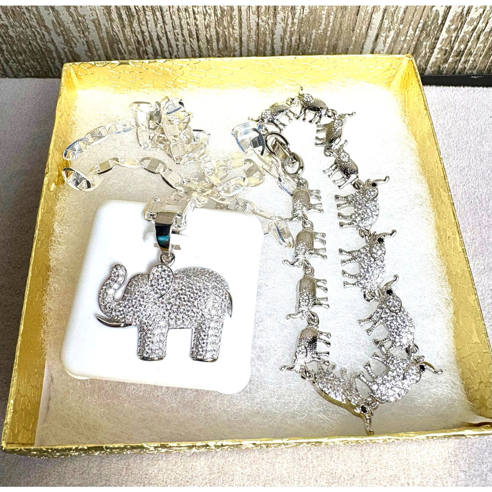 Jewelry 1ct Moissanite Elephant,19" Chain,925 Silver &Bonus Bracelet Size ONE SIZE - 6 Thumbnail