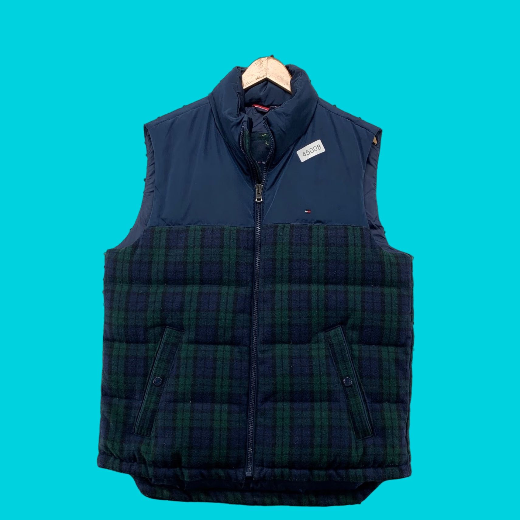Tommy Hilfiger VINTAGE Tommy Hilfiger Wool Down Vest Mens Large Green Tartan Plaid Sleeveless Size US L / EU 52-54 / 3 - 1 Thumbnail