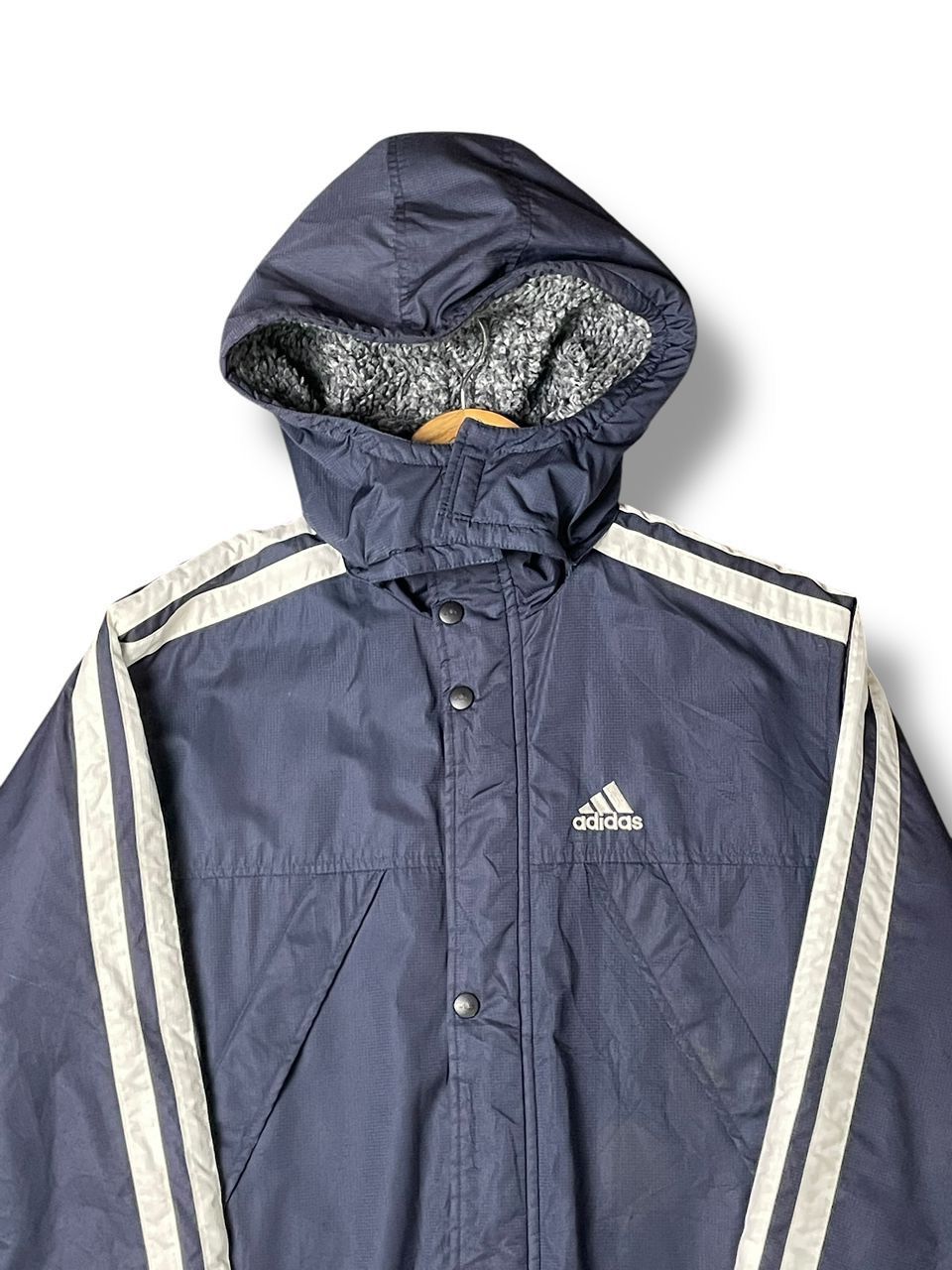 Adidas × Vintage Adidas Long Jacket With Hoodie Zipper/Buttons (2) Size US S / EU 44-46 / 1 - 4 Thumbnail