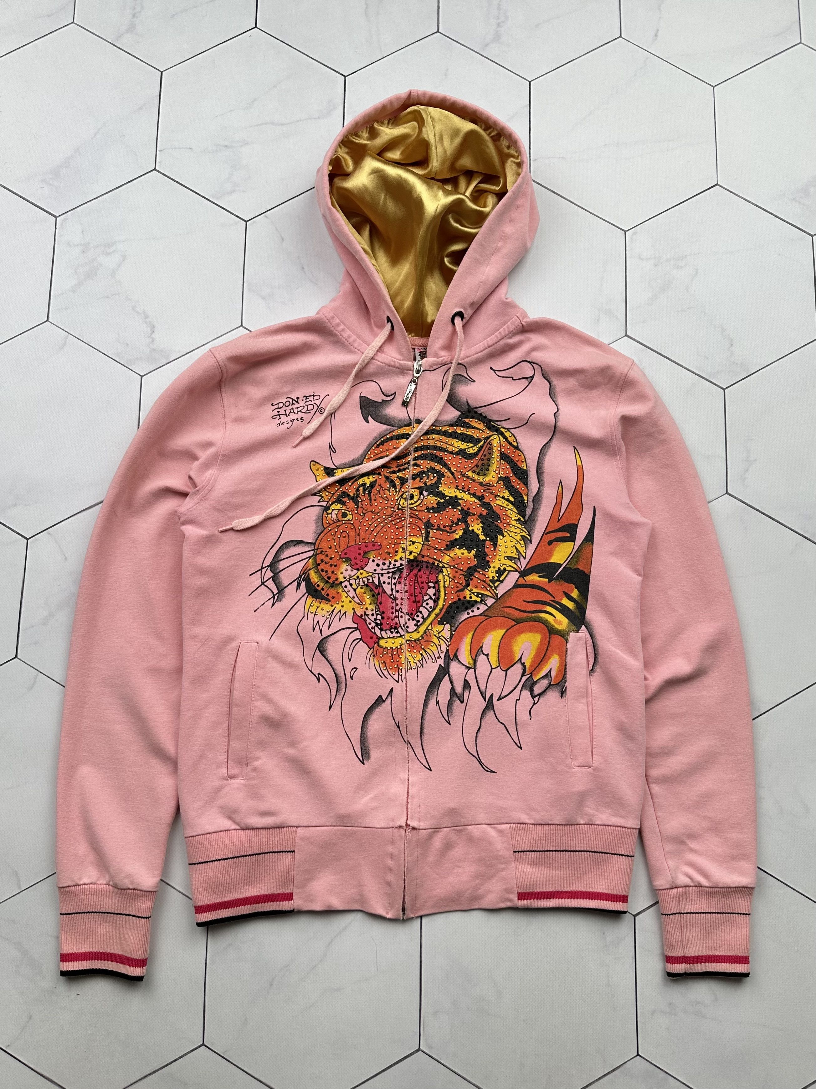 VINTAGE Y2K ED HARDY Paco Chicano X Christian Audigier PINK DOVE HOODIE hot X SMALL