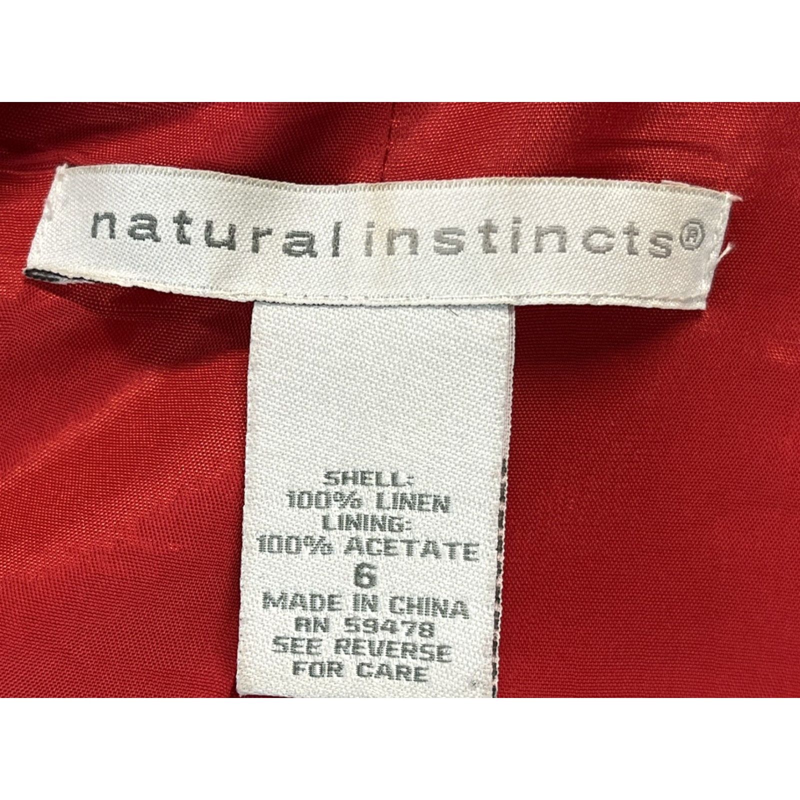 Vintage Natural Instinct Linen Dress - Dress - Women - Size 6 - Red - Sleeveless - Knee Length - Shirt Dress Size M / US 6-8 / IT 42-44 - 7 Thumbnail