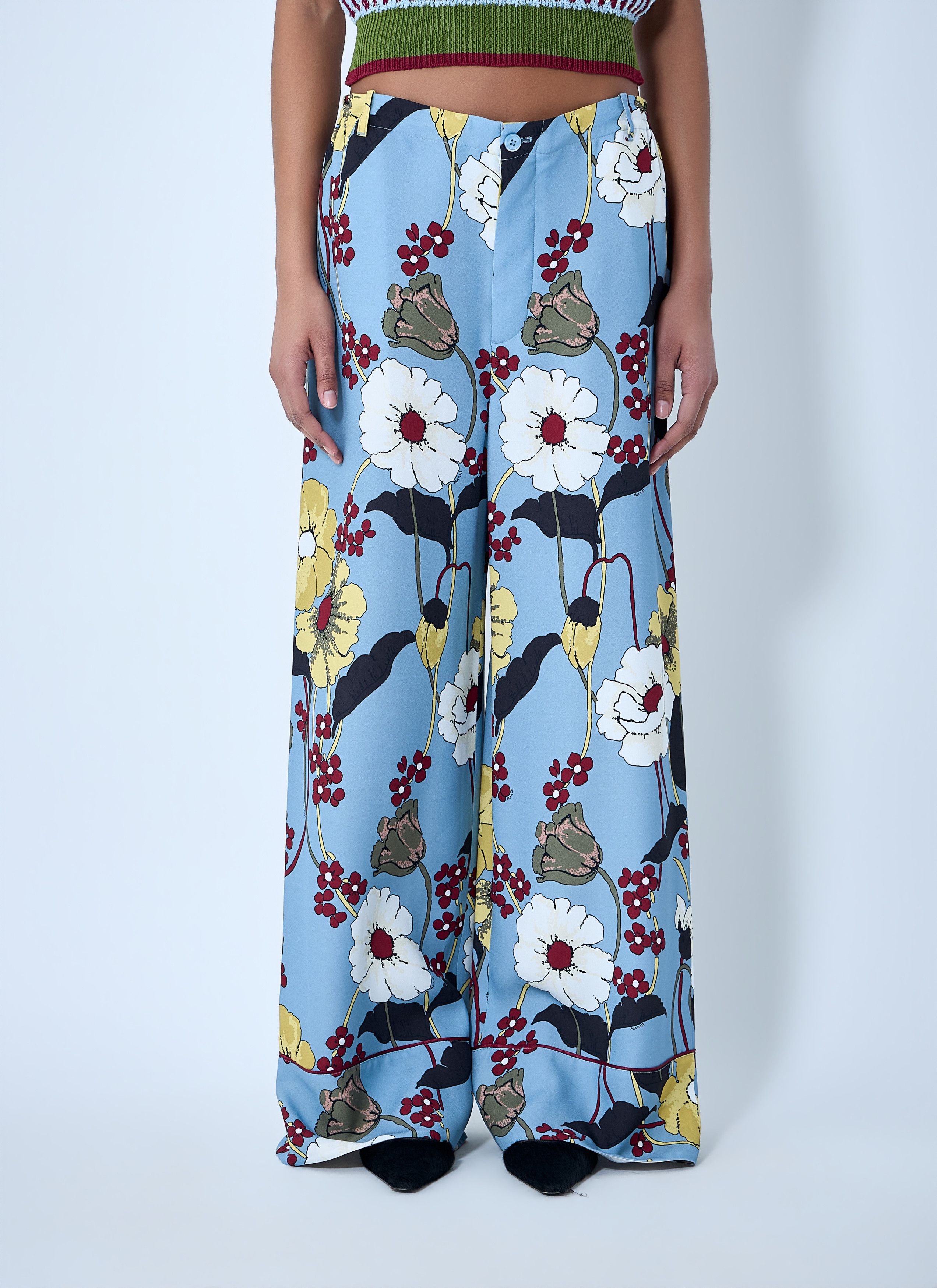 Marni Wide-Leg Floral Trousers Size 28" / US 6 / IT 42 - 1 Thumbnail