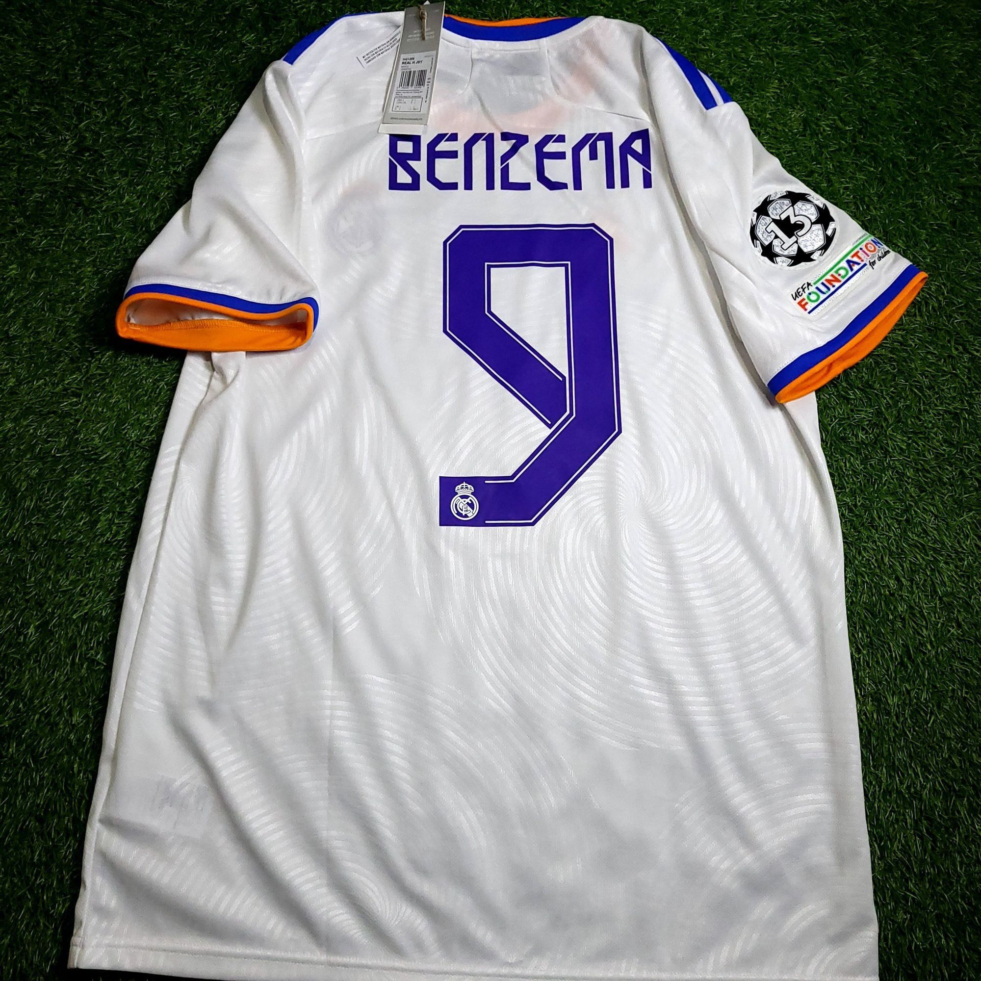Adidas Benzema Real Madrid 2021 2022 UEFA FINAL Soccer Jersey BNWT Size US L / EU 52-54 / 3 - 1 Thumbnail