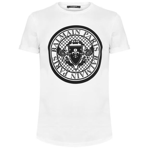 image of Balmain O1G2R1Mq0324 T- Shirts In Blanc & Noir in Blanc/Noir, Men's (Size 2XL)