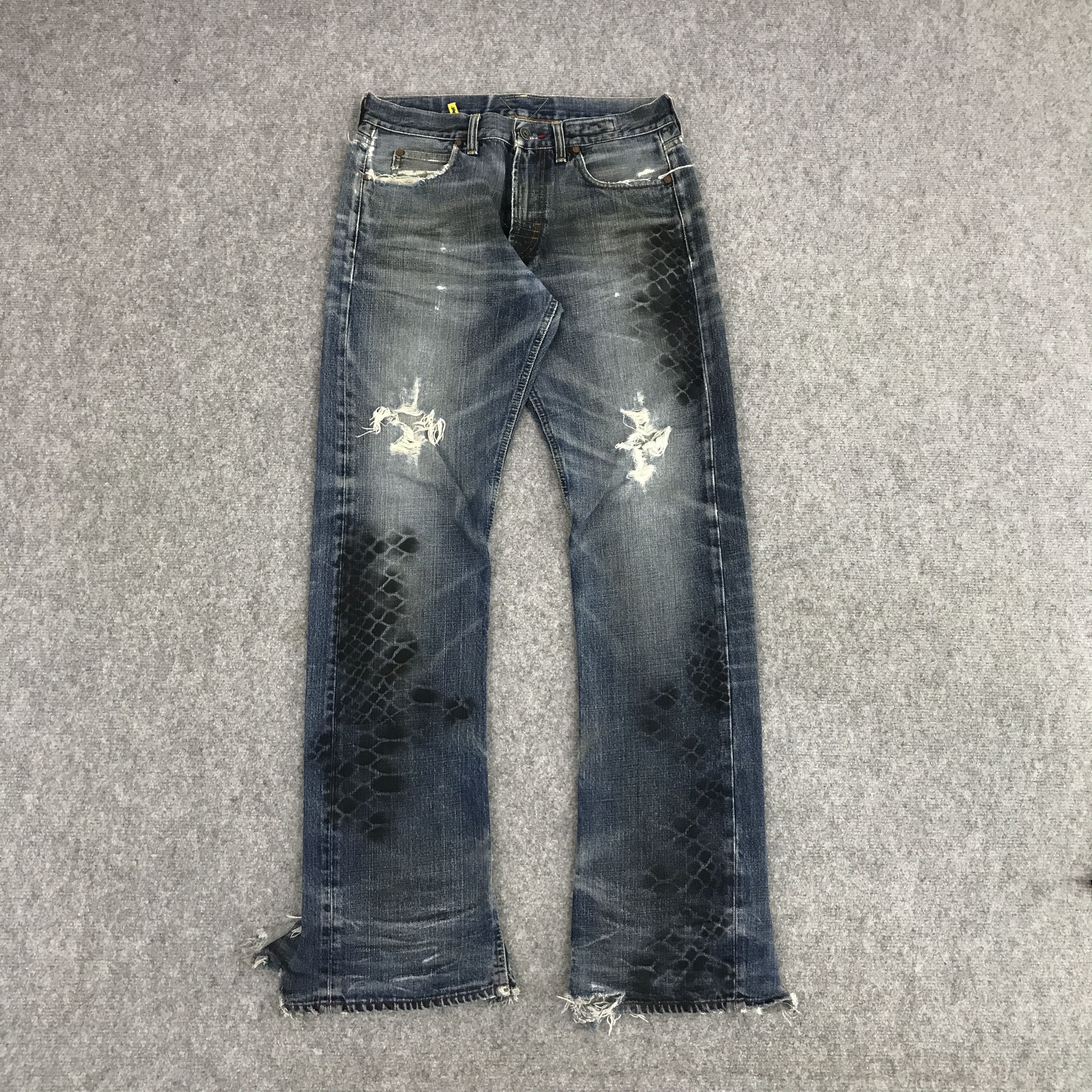 MELTIN'POT RIPPED DISTRESSED DENIM JEANS PANTS