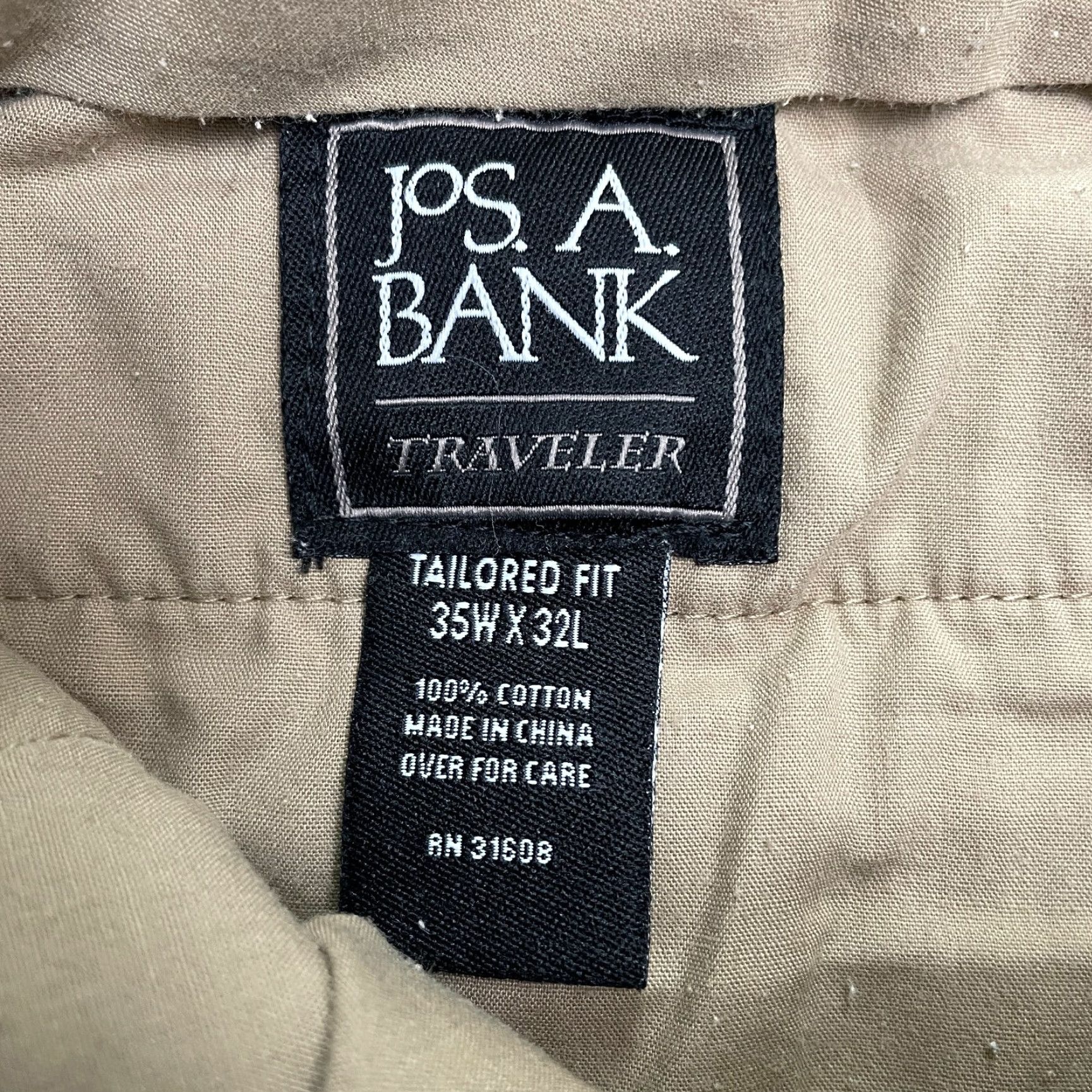 Jos. A. Bank Jos. A. Bank Pants Mens 35Wx32L Brown Tailored Fit Khakis Straight Leg Size US 35 - 6 Thumbnail