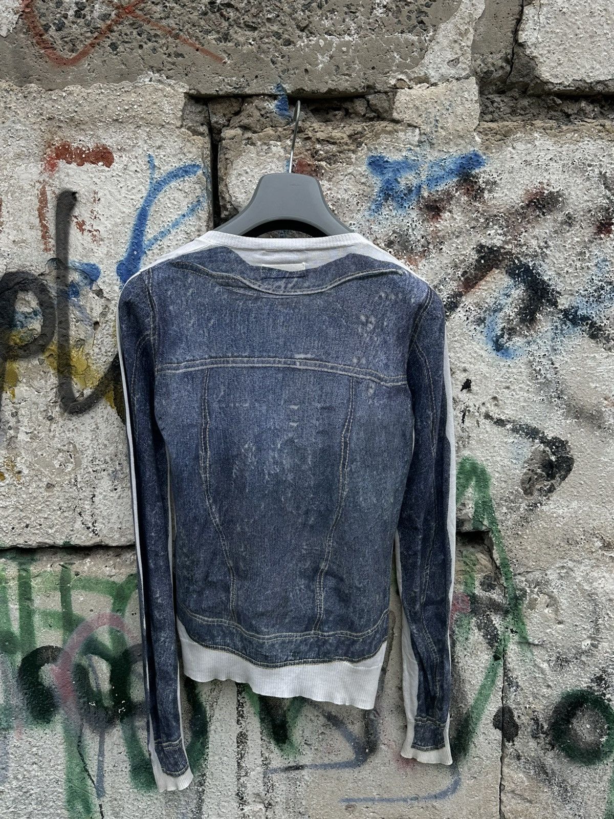 Dolce & Gabbana 1990s Y2K Dolce & Gabbana Trompe L’oeil Denim Cardigan Size M / US 6-8 / IT 42-44 - 2 Thumbnail