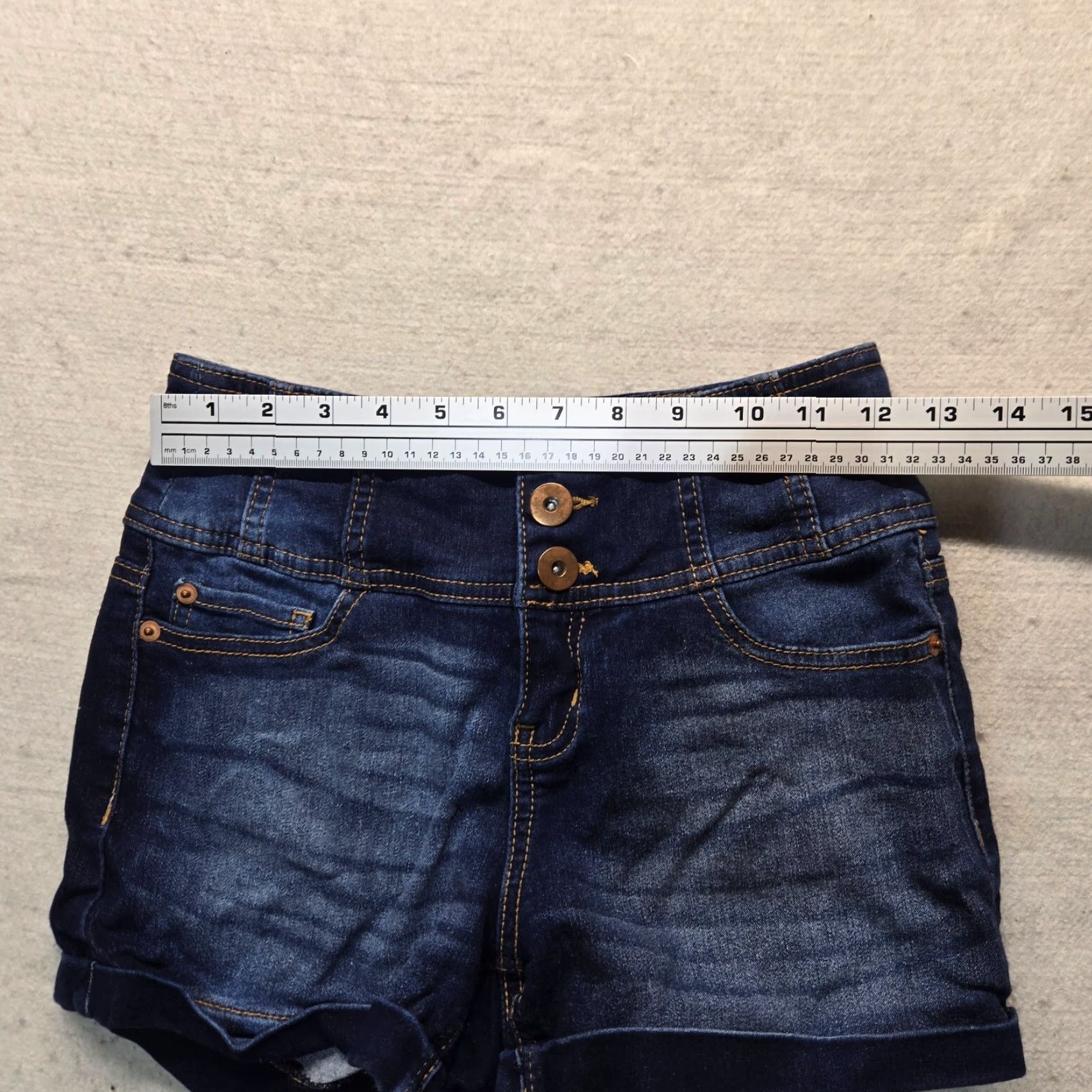Vintage NOBO Blue Jean High Rise Button Fly Cutoff Denim Shorts Adult Women Size 5 Blues Modern Pockets Cotton Elastane Button Rise High Style Cut-Off Womens Size 27" / US 4 / IT 40 - 4 Thumbnail