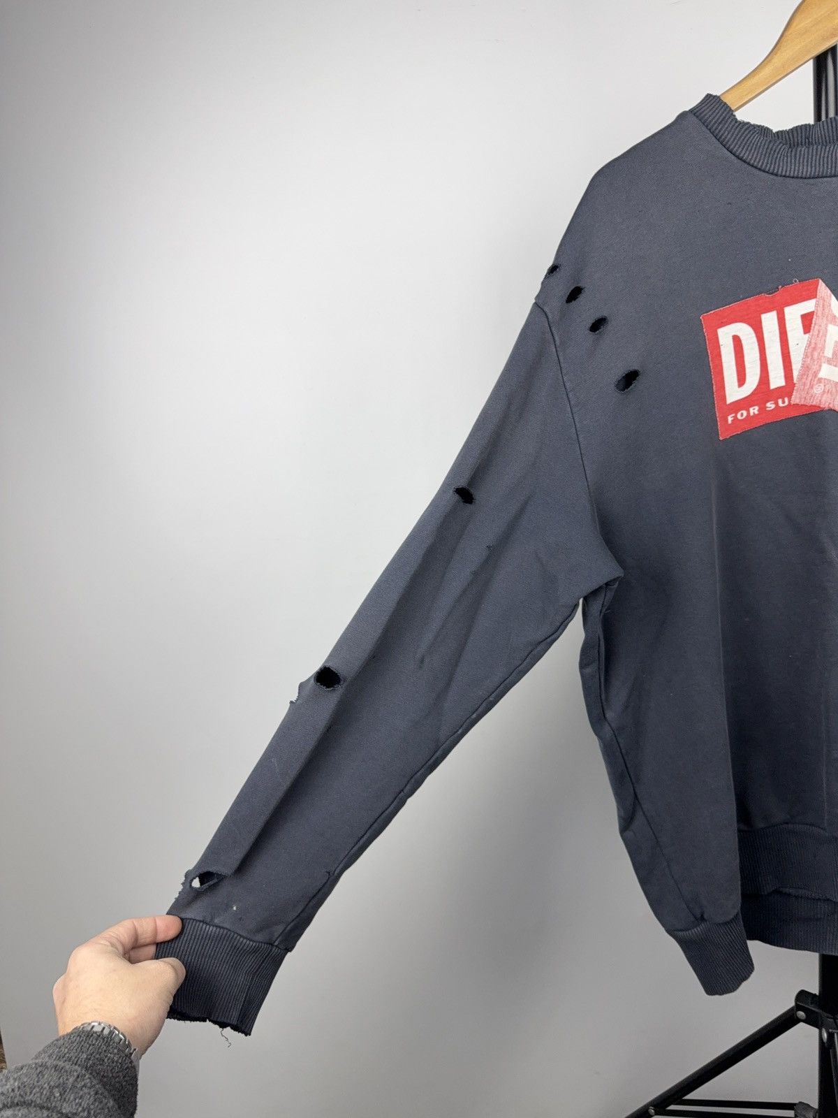Diesel Diesel Big Logo Distressed Logo Destroyed Grunge Sweatshirt Size US M / EU 48-50 / 2 - 8 Thumbnail