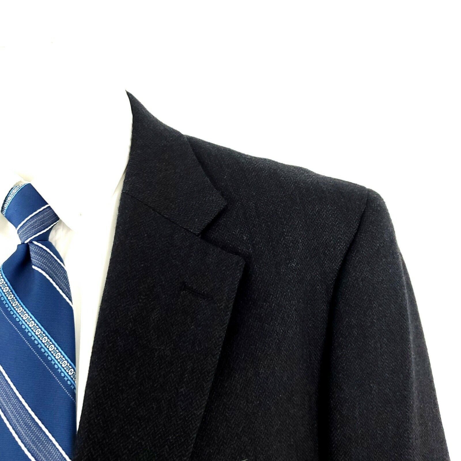 Pronto Uomo Pronto Uomo Lambswool 2 Button Blazer 44R Gray Herringbone S Size 44R - 2 Thumbnail
