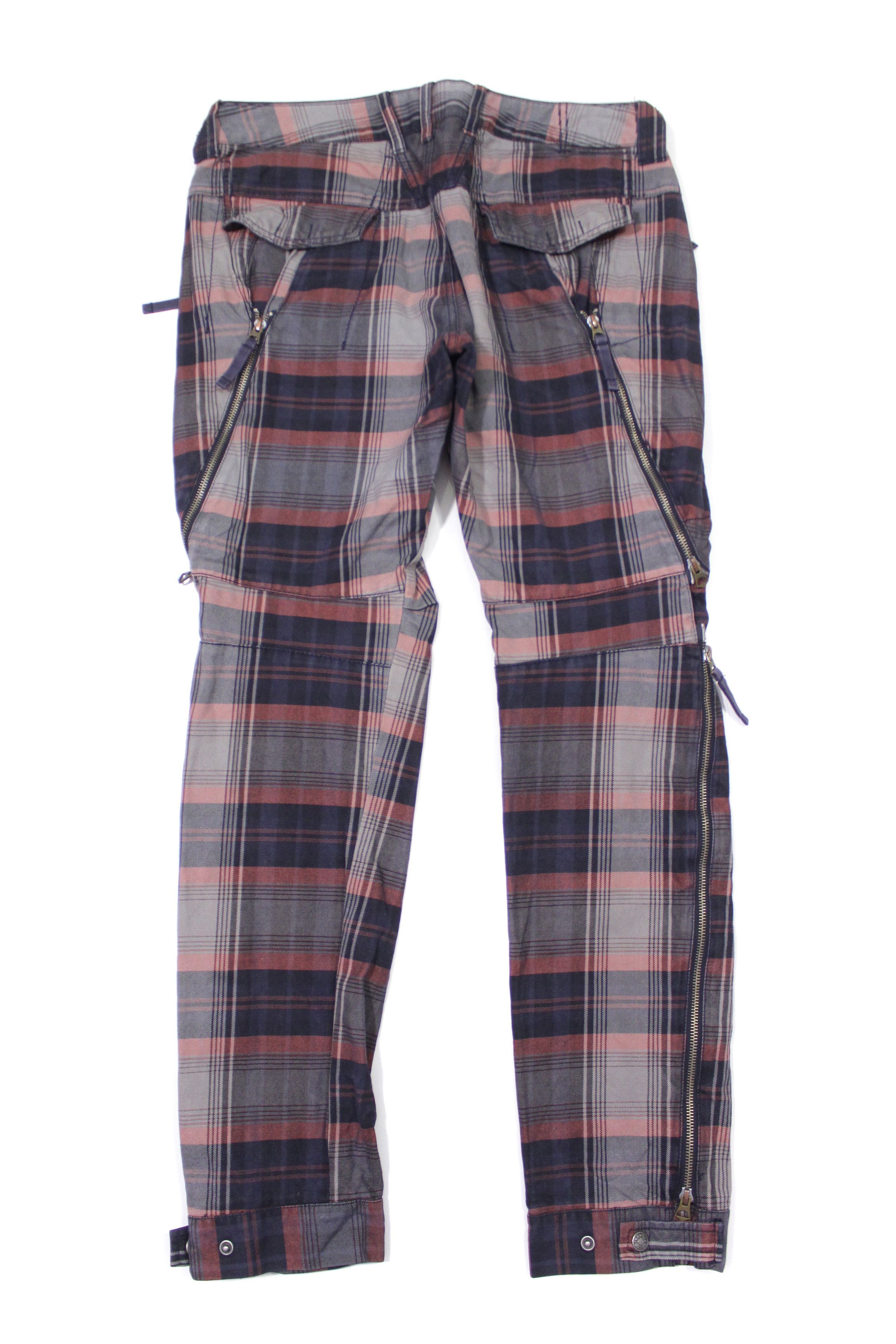 Marithe + Francois Girbaud 00S Plaid Cargo Biker Zippers Pants Vintage Size US 33 - 2 Thumbnail
