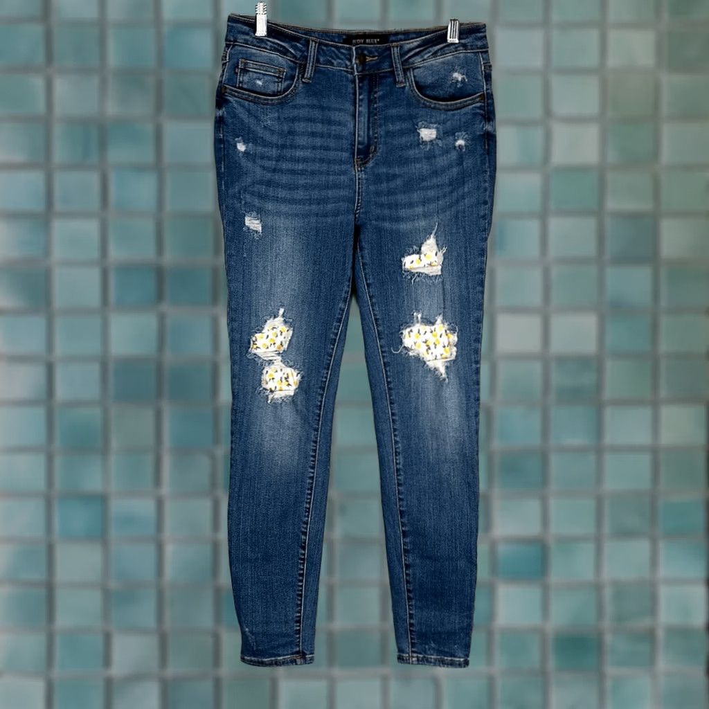 Vintage Judy Blue Jeans Women Skinny High Waist 88233 7 Juniors Blue Lemon Patch Style 88233 Boys Girls Size 28" / US 6 / IT 42 - 1 Thumbnail