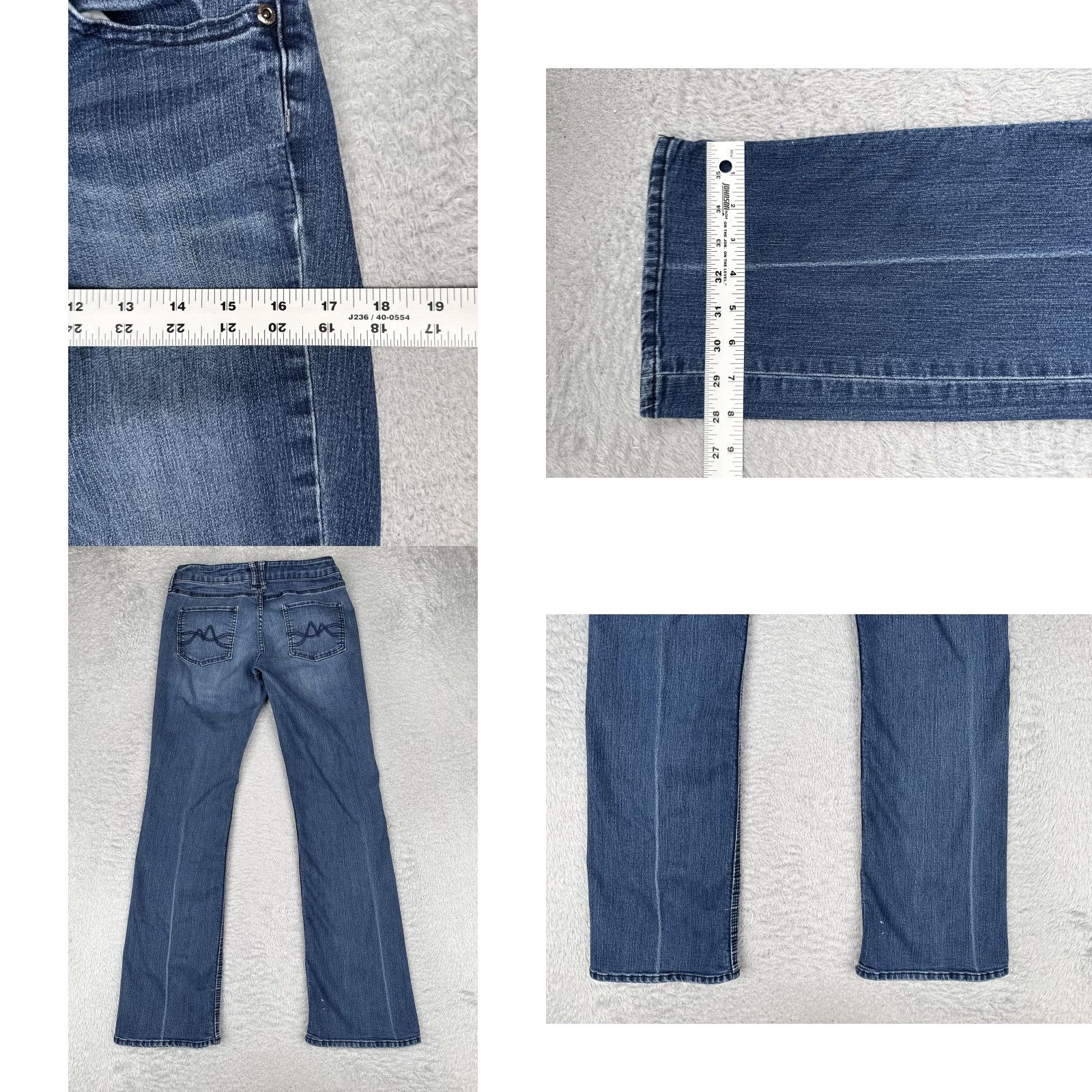 Vintage NY & C Jeans Womens 4 Bootcut Denim Blue Medium Wash 26x31 Stretch Curvy 5-Pocket Zipper Button Logo Embroidered Vintage No Size 27" / US 4 / IT 40 - 9 Thumbnail