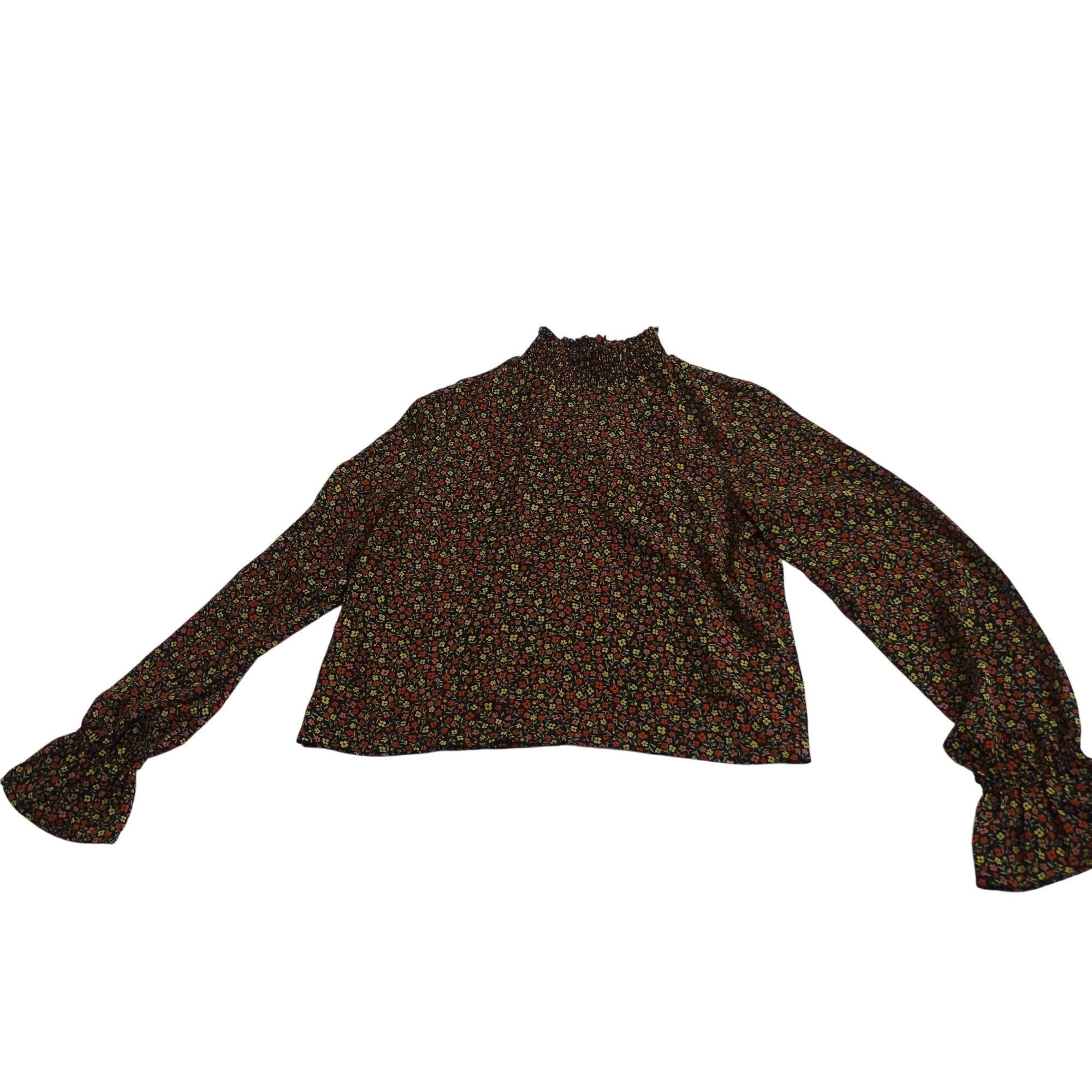 Simons Twik Par Simons Black Floral Long Sleeve Smocked High Neck Size XS / US 0-2 / IT 36-38 - 2 Thumbnail