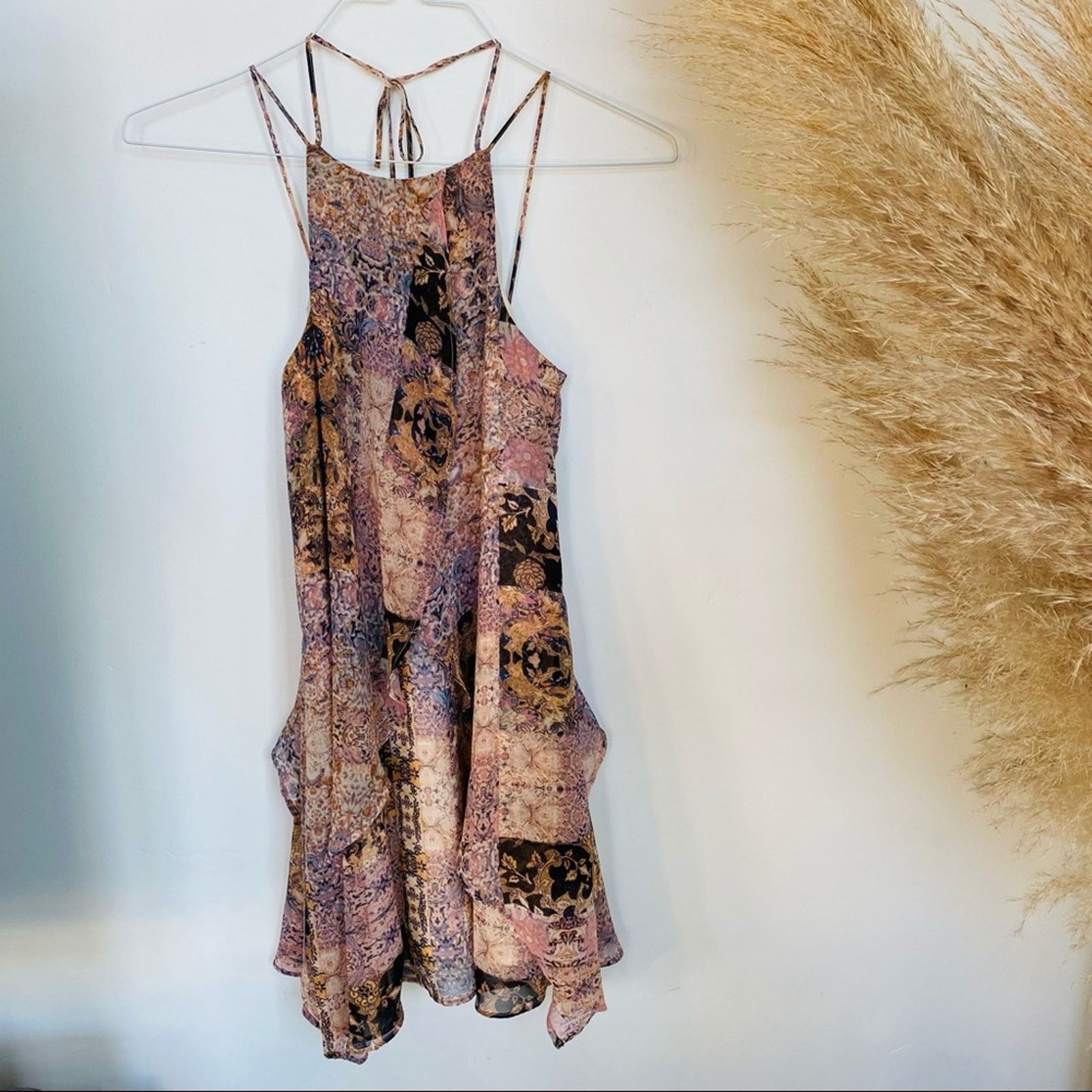 Bcbgmaxazria BCBG Pink Cream Paisley Print Ruffle Tank Mini Dress Size XXS / US 00 / IT 34 - 1 Thumbnail