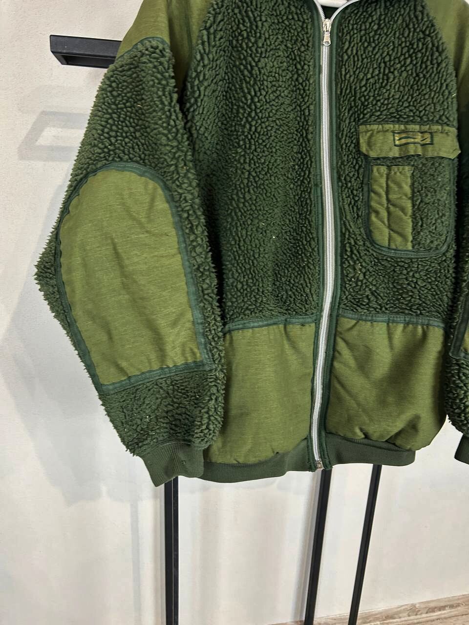 Japanese Brand Sherpa Fleece Jacket Military Style Panelled Green Zip Size US XL / EU 56 / 4 - 2 Thumbnail