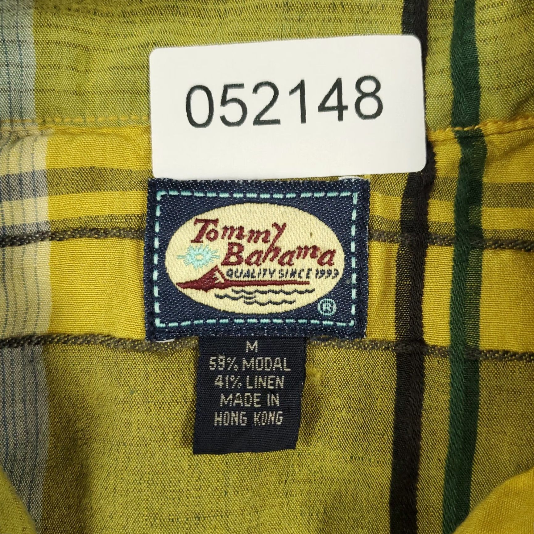 Tommy Bahama Tommy Bahama Shirt Mens Medium Yellow Plaid Button-Up Short Sleeve Linen Blend Size US M / EU 48-50 / 2 - 6 Thumbnail