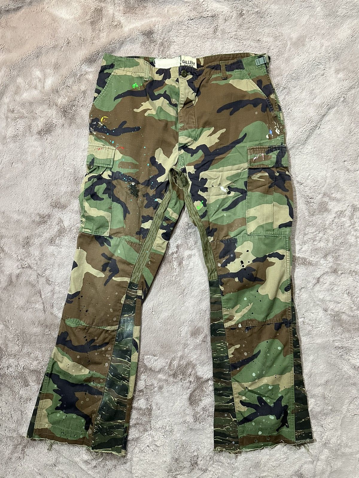 Gallery Dept. Camo Flare Cargo Pants - Green, 12.75 Rise Pants