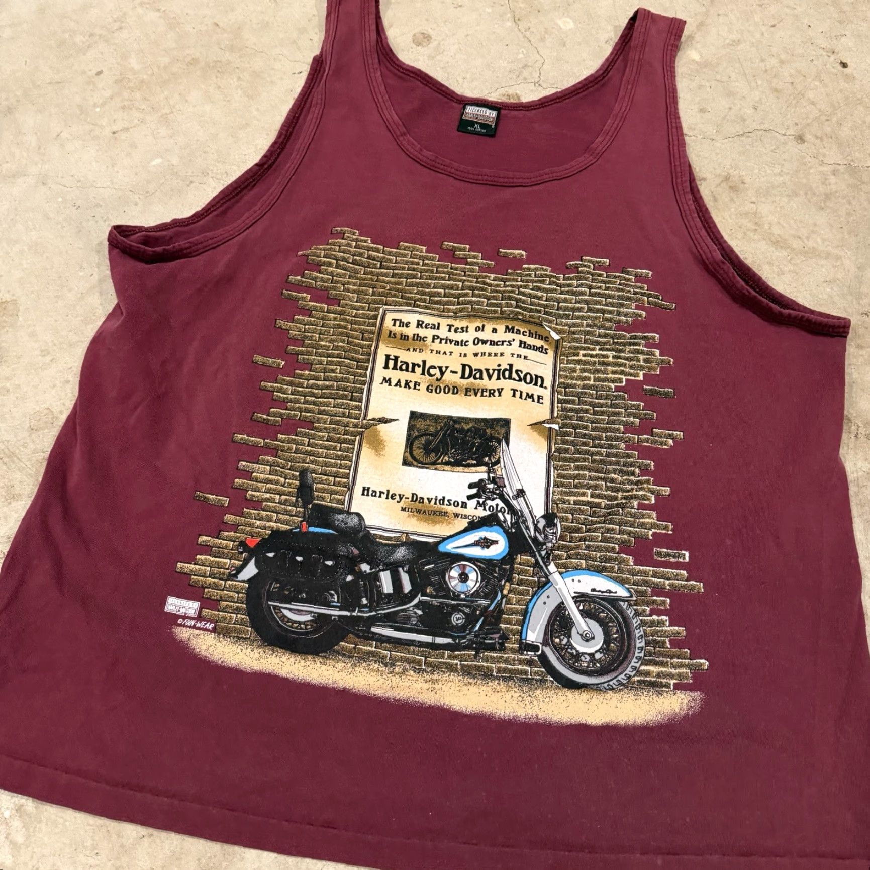 Harley Davidson VINTAGE Harley-Davidson Tank Top Shirt Mens XL Maroon Graphic SINGLE STITCH Shirt XL Mens Maroon Graphic Harley-Davidson Tank Top Size US XL / EU 56 / 4 - 4 Thumbnail