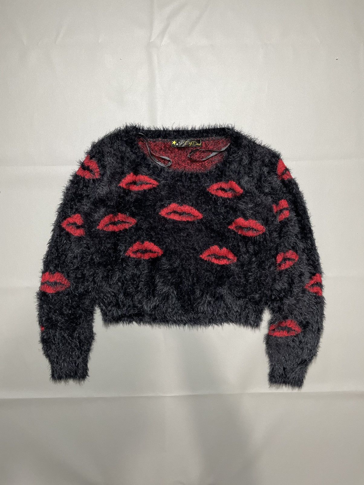 Beauty Beast Japanese Dig Deep - Lips pattern Cropped mohair sweater Size M / US 6-8 / IT 42-44 - 1 Thumbnail