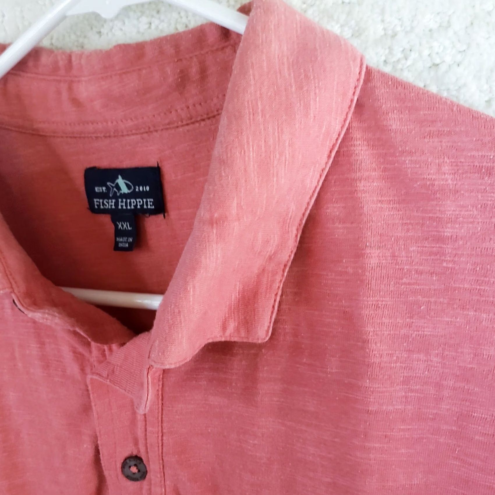 Vintage Fish Hippie Striped Golf Polo Shirt SSleeve Pima Stretch Mens XXL Pink Heathered Size US XXL / EU 58 / 5 - 5 Thumbnail