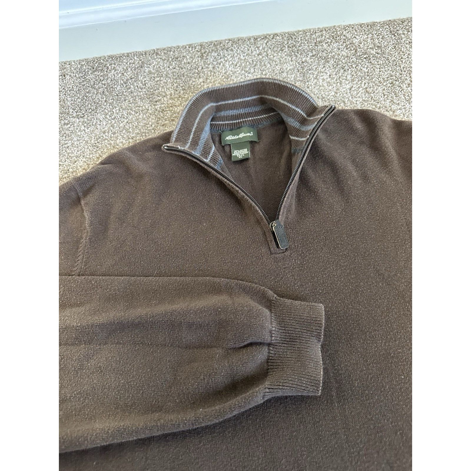 Eddie Bauer Mens Eddie Bauer Quarter Zip Cotton & Cashmere XL TALL Size US XL / EU 56 / 4 - 3 Thumbnail