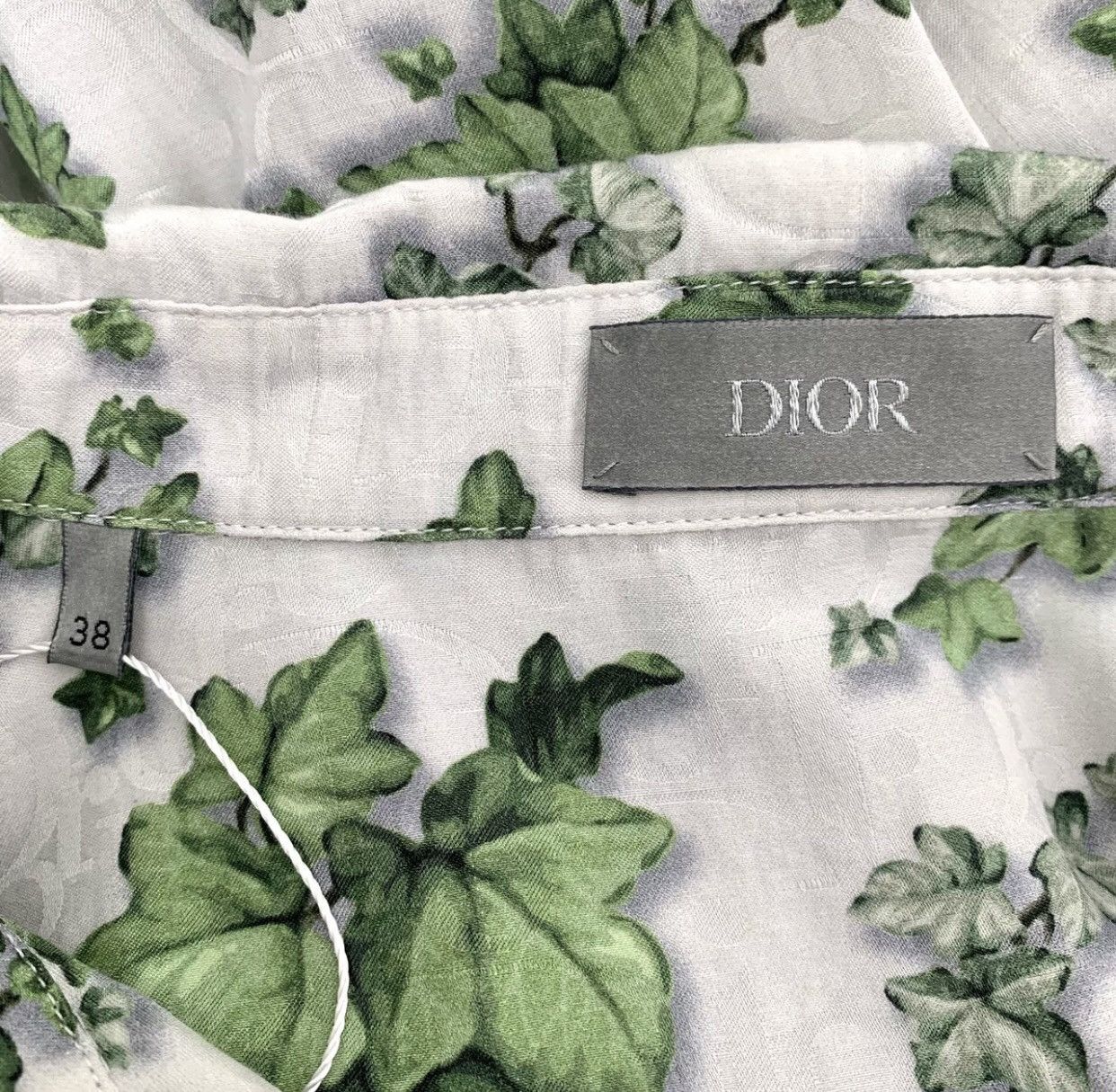 Dior Dior Green Logo Dark Pattern Full Silk Short Sleeve Shirt Size US M / EU 48-50 / 2 - 7 Thumbnail