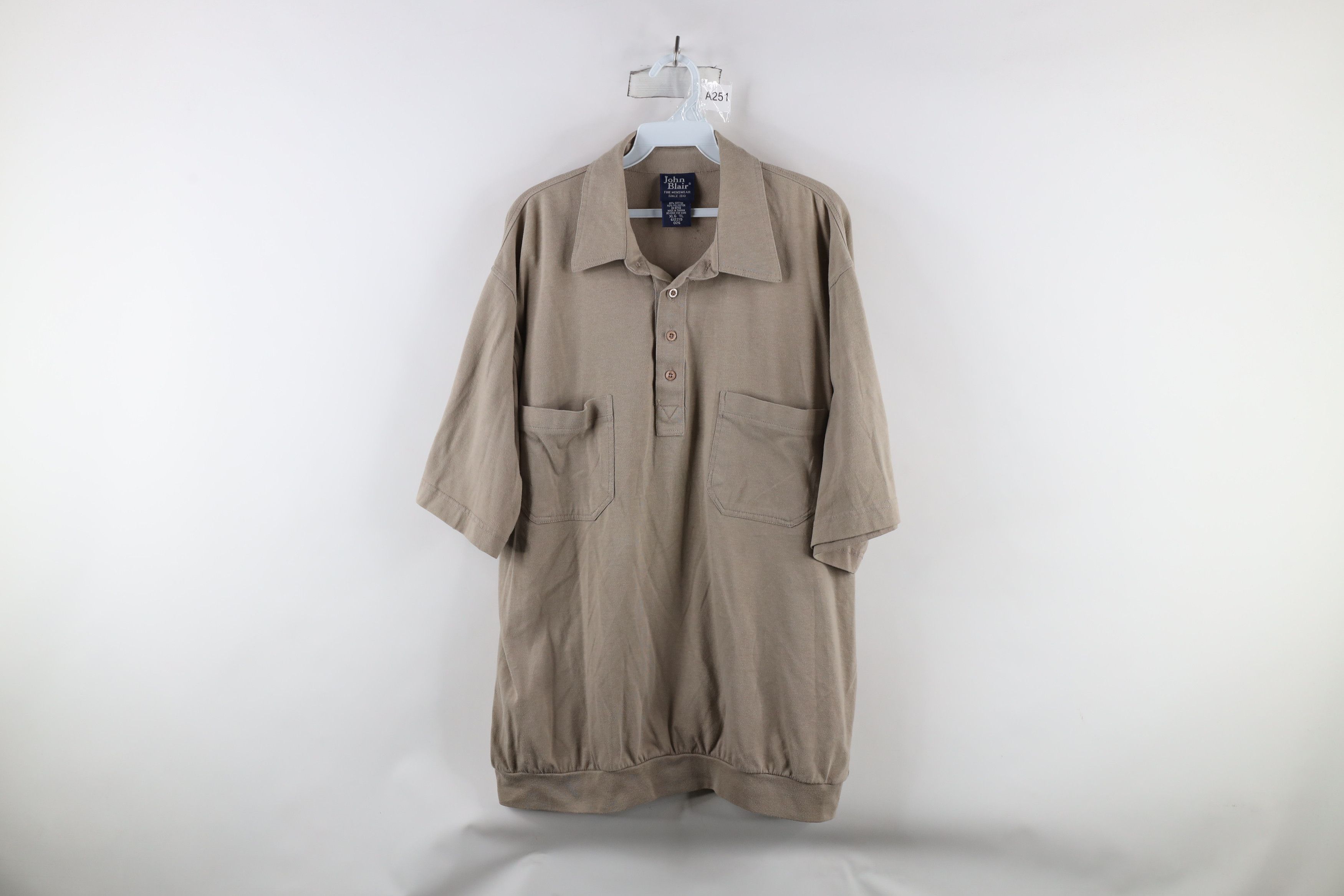 Vintage Vintage 90s Streetwear Collared Pullover Polo Shirt Beige Size US XL / EU 56 / 4 - 1 Thumbnail