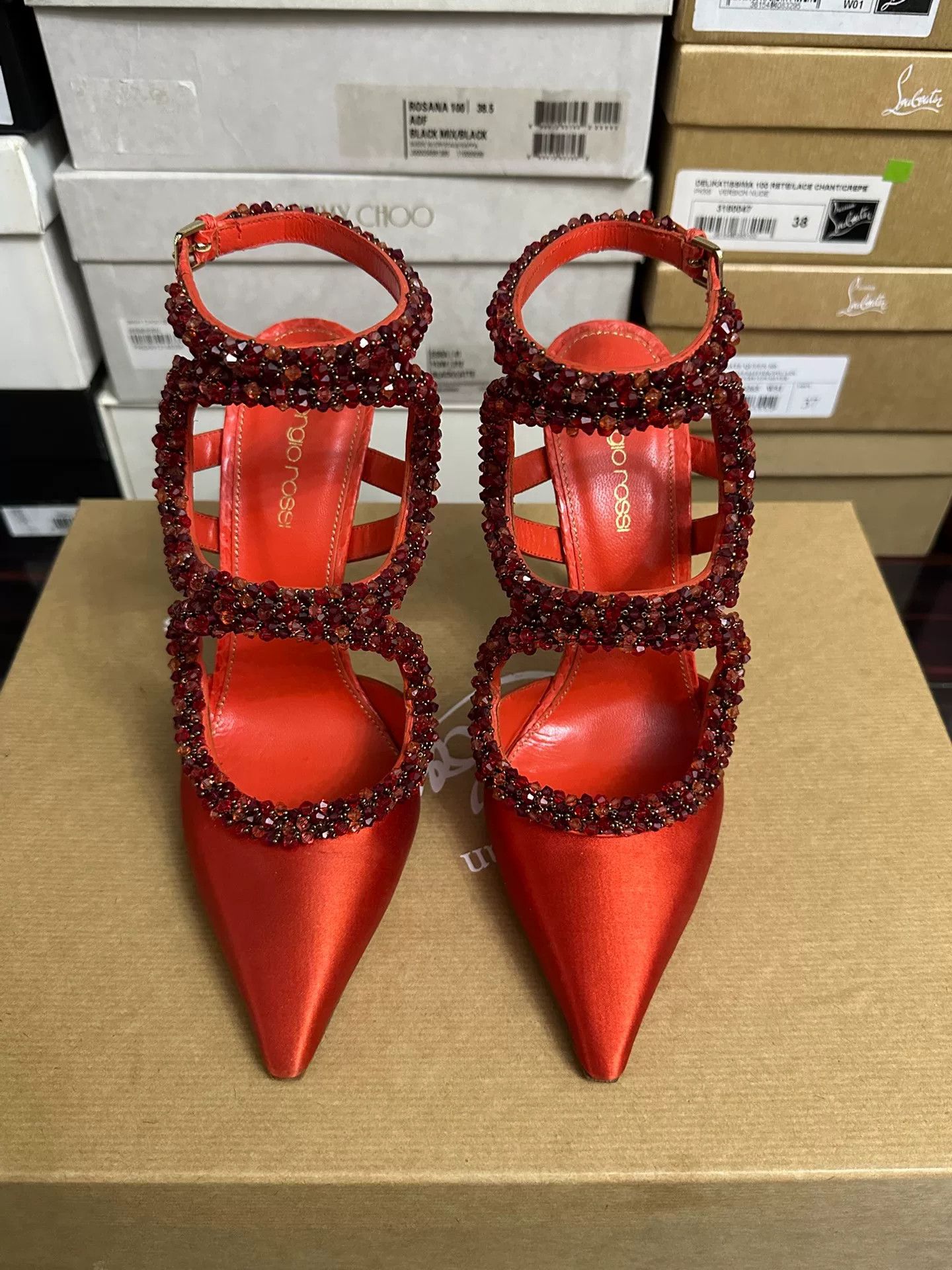 Sergio Rossi Sergio Rossi Limited Red Satin Heels 38.5 Size US 7.5 / IT 37.5 - 1 Thumbnail
