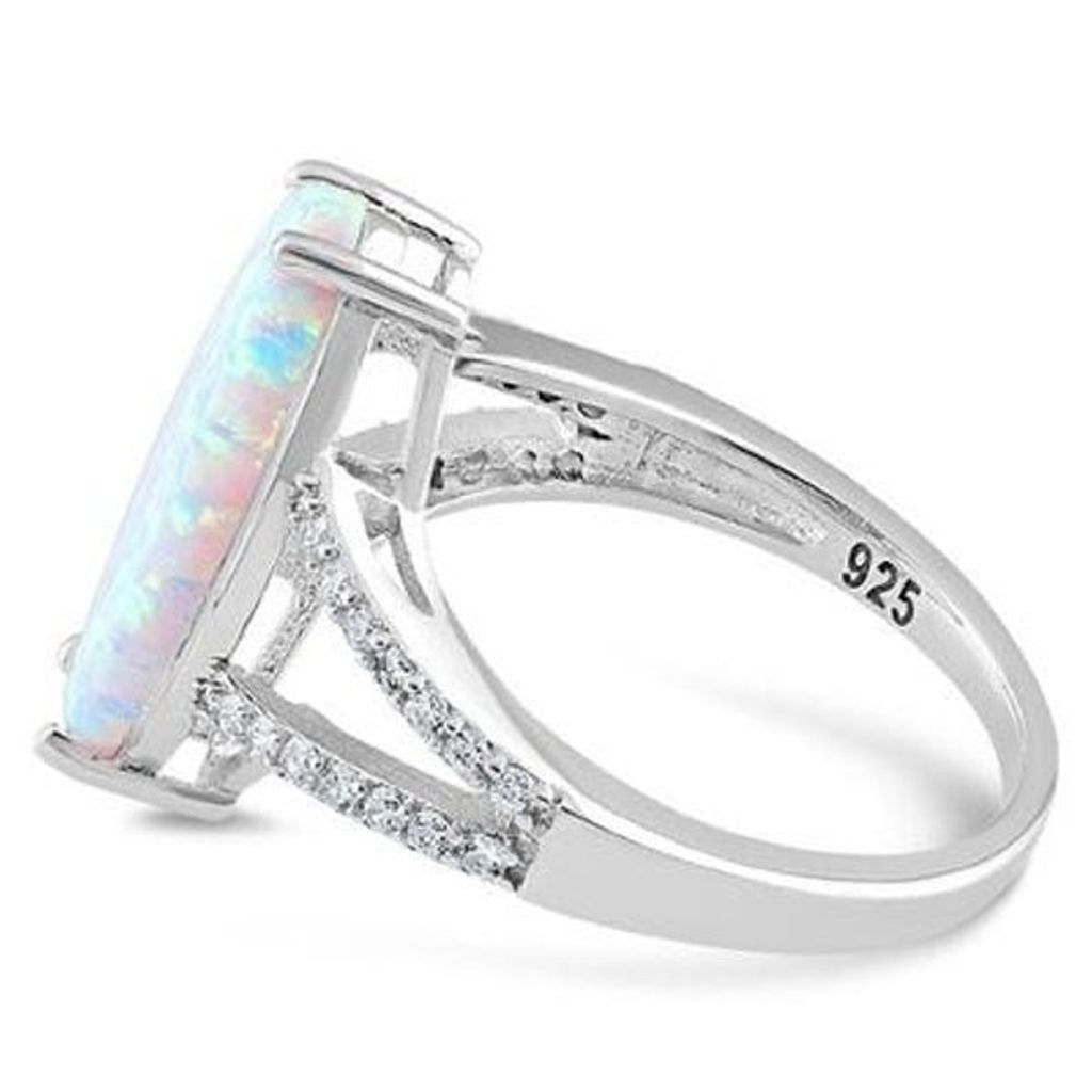 Other New Sterling Silver Marquise White Lab Opal Ring Size 6 Size ONE SIZE - 4 Thumbnail
