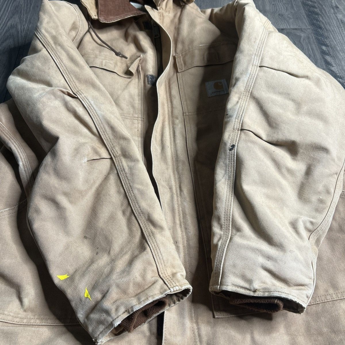 Carhartt Vintage 90s carhartt artic tan chore jacket with hood Size US L / EU 52-54 / 3 - 9 Thumbnail