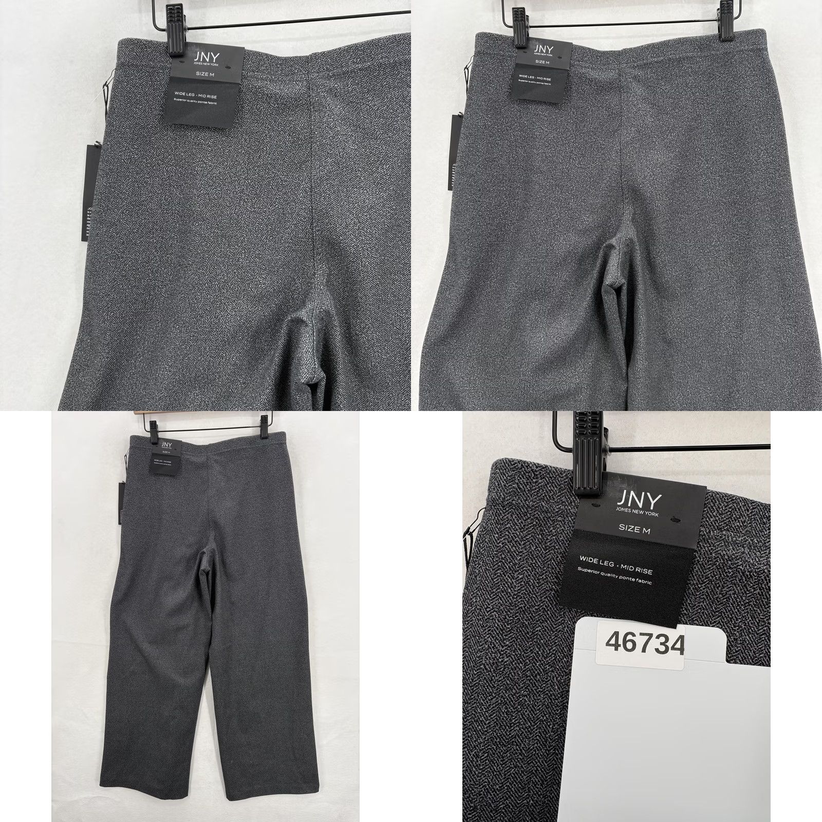 Jones New York Jones New York Wide-Leg Ponte Pants Womens Medium Gray Herringbone Stretch NWT Size 32" / US 10 / IT 46 - 9 Thumbnail