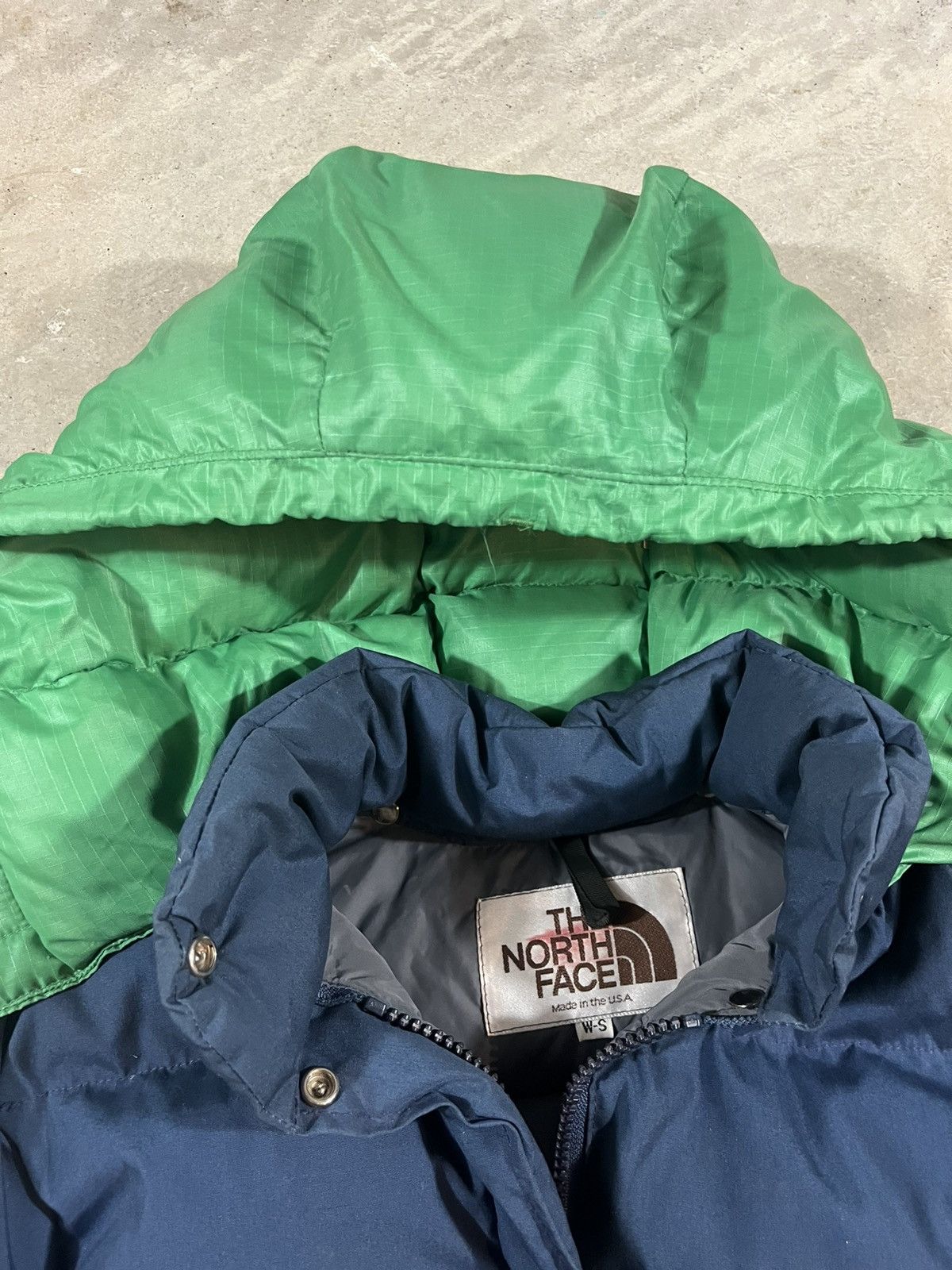 Vintage Vintage 70s North Face Down Puffer Jacket Hooded Blue Green Size S / US 4 / IT 40 - 3 Thumbnail